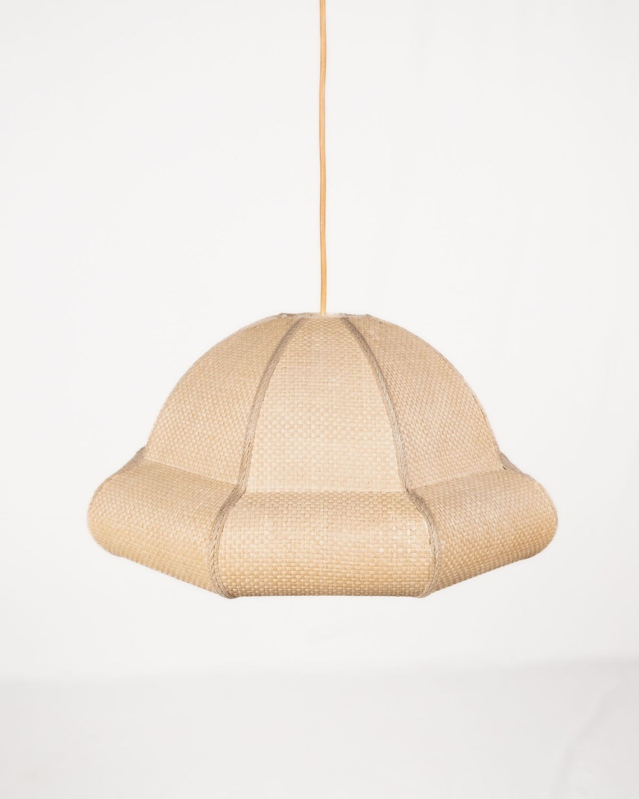 Natural Raffia Pendant Lamp, Custom Made In France, 1960s–70s photo for sale