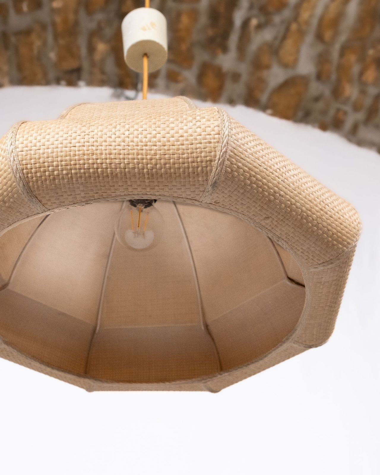 Lighting Natural Raffia Pendant Lamp, Custom Made In France, 1960s–70s photo