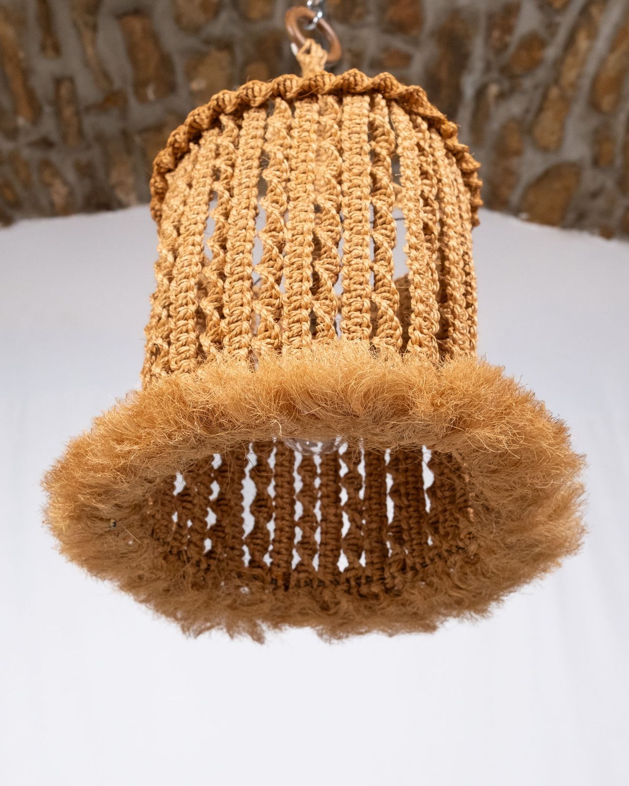 Macramé Rope Pendant Lamp, In The Style Of Audoux Et Minet, France, 1960s photo for sale