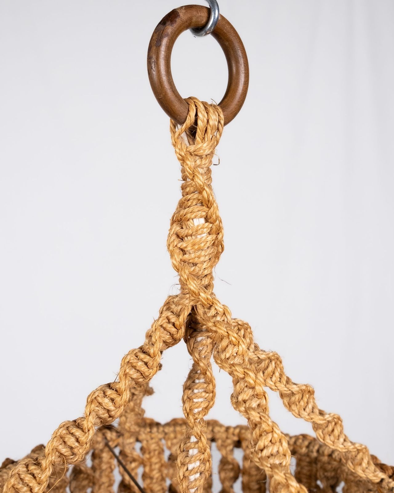 Macramé Rope Pendant Lamp, In The Style Of Audoux Et Minet, France, 1960s photo Lighting