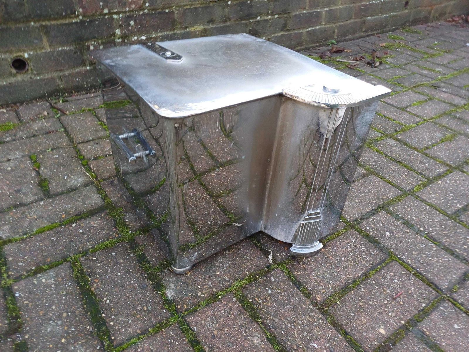 Classic Retro Art Deco 1930s Chrome Coal Box Fire Side Storage Vintage Fireplace Interior Statement Piece With Inside Liner