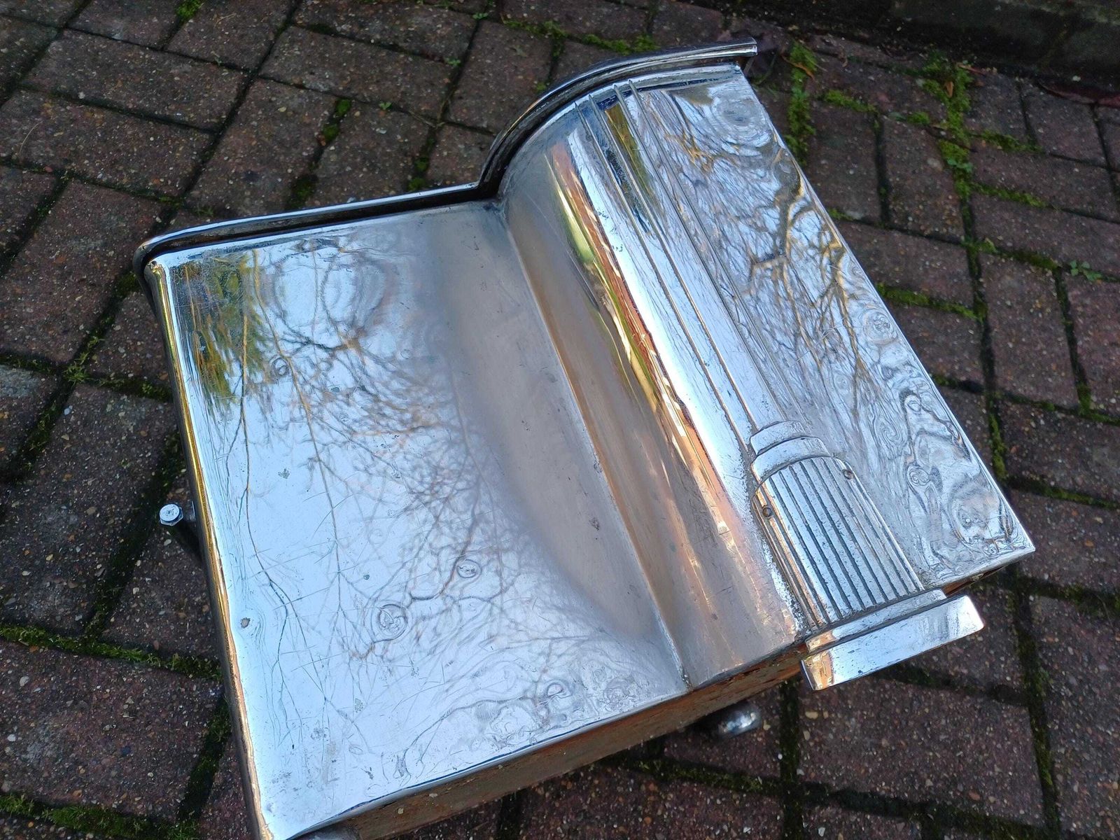 Classic Retro Art Deco 1930s Chrome Coal Box Fire Side Storage Vintage Fireplace Interior Statement Piece With Inside Liner photo buy