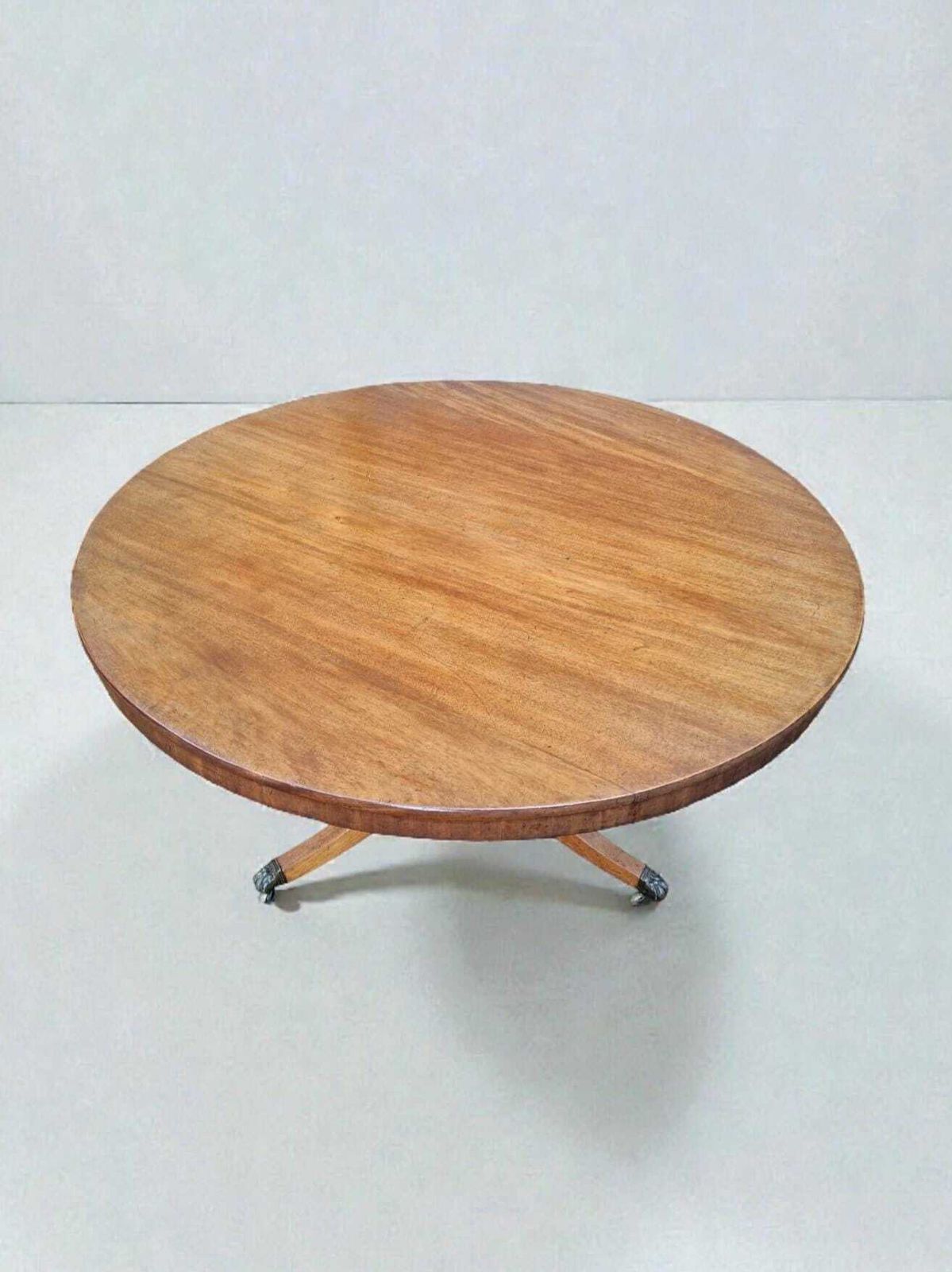Antique Edwardian Tilt Top Pedestal Table / C.1905 / Lion Paw Brass Castors photo furniture