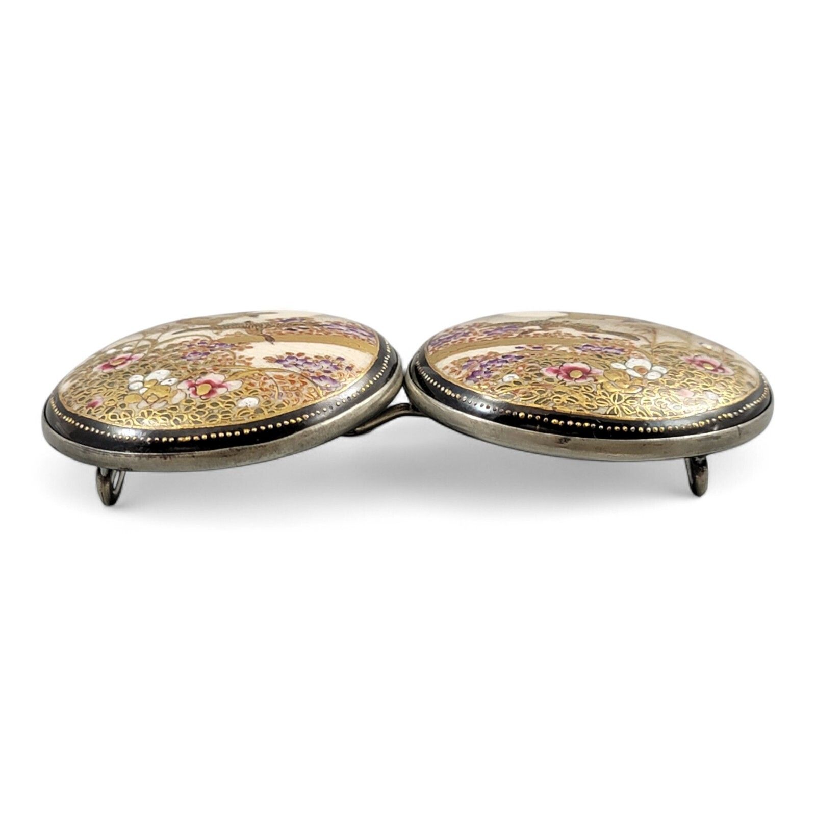 Atique Japanese Kyō Satsuma Silver Art Buckle, Kyoto C.1890–1915, Fine Quality photo Art