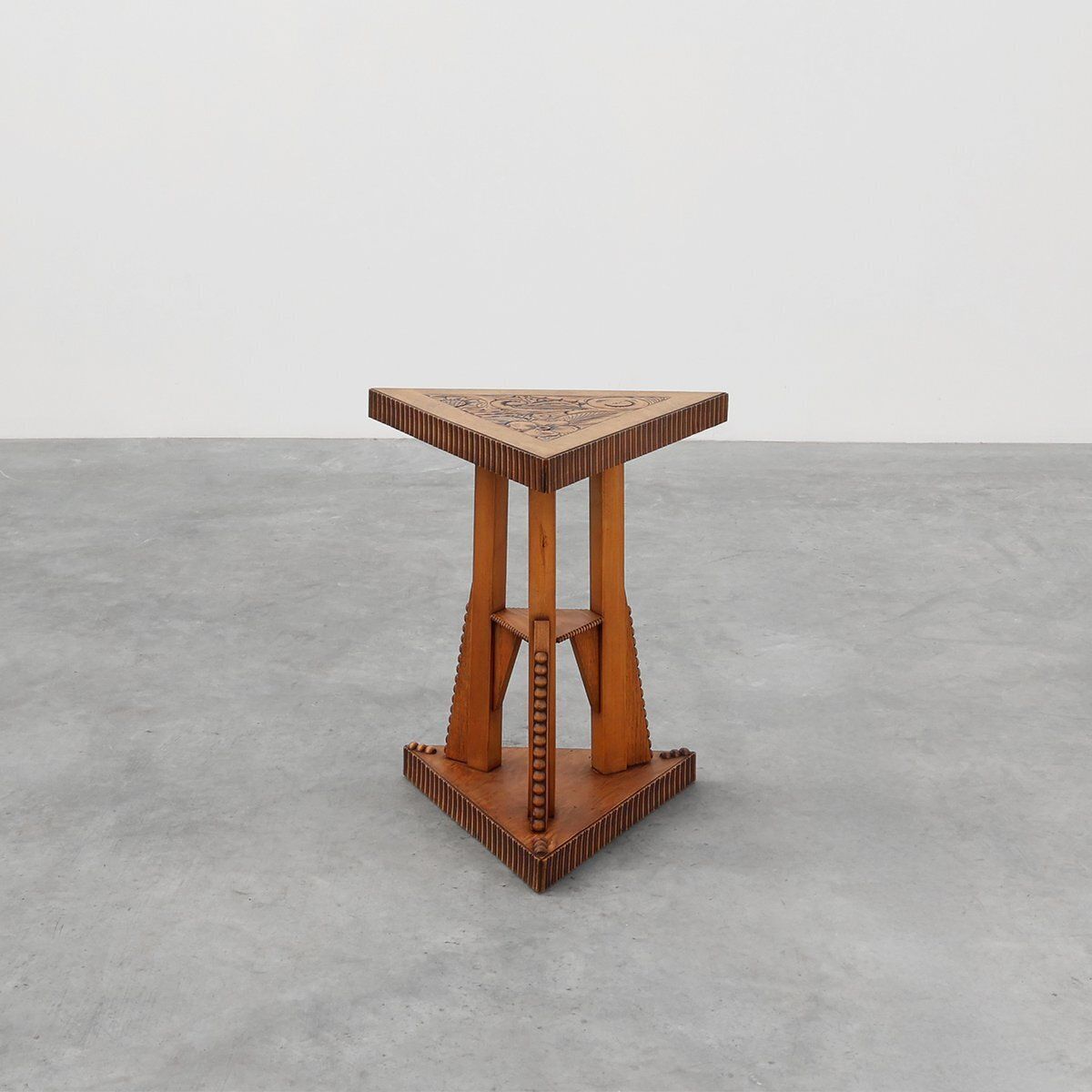 Art Nouveau Triangular Side Table In Carved Wood, 1890s