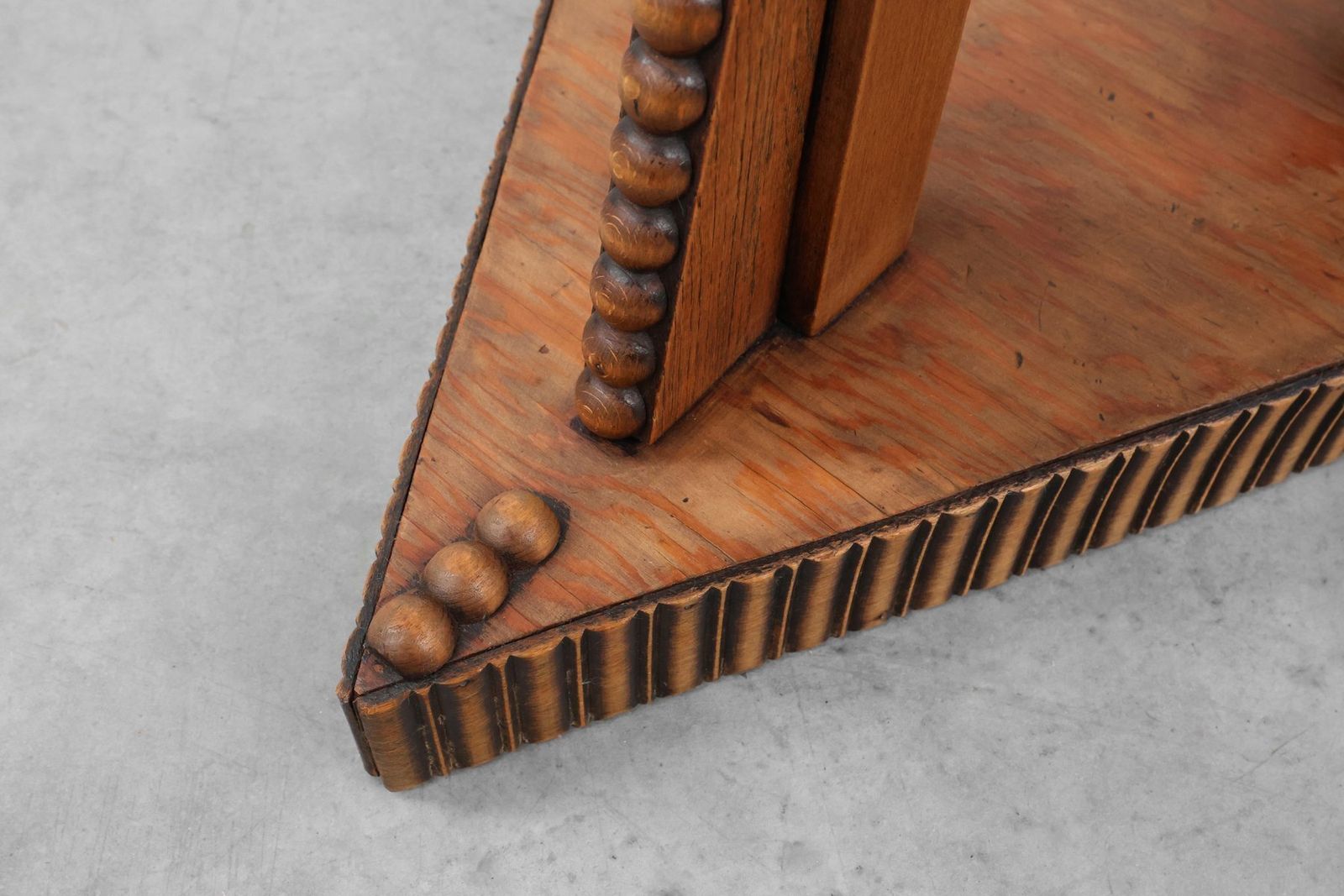 photo furniture Art Nouveau Triangular Side Table In Carved Wood, 1890s
