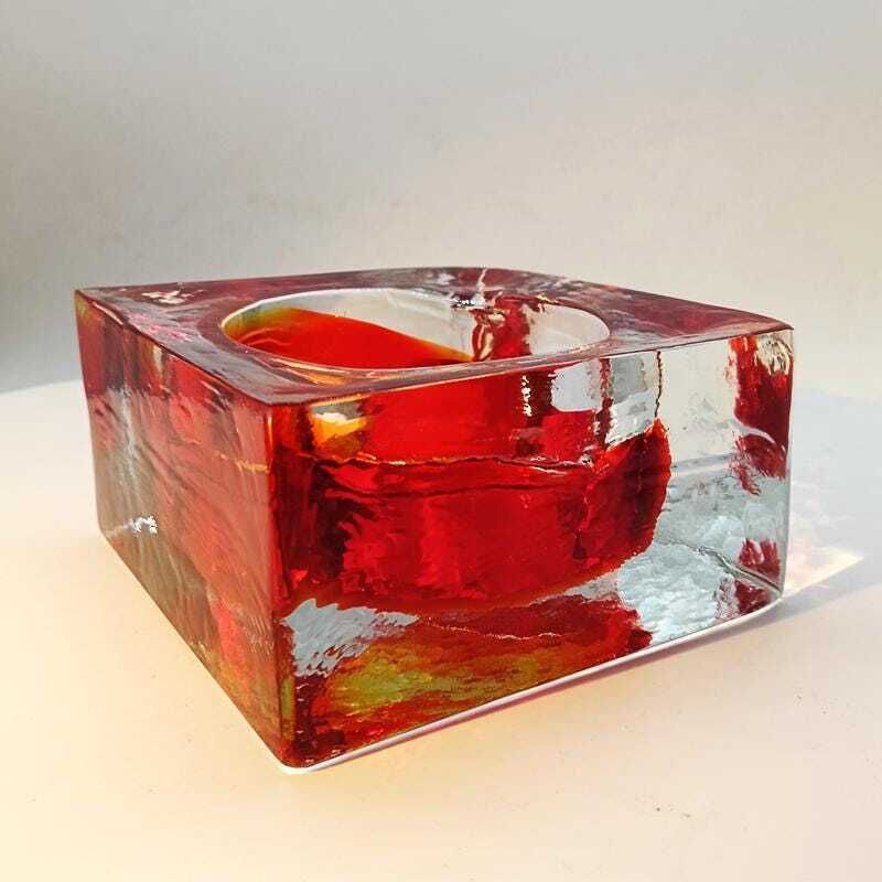 1960s Big Square Ashtray Or Catch All In Handcrafted Murano Glass By Flavio Poli For Seguso. photo 308.0