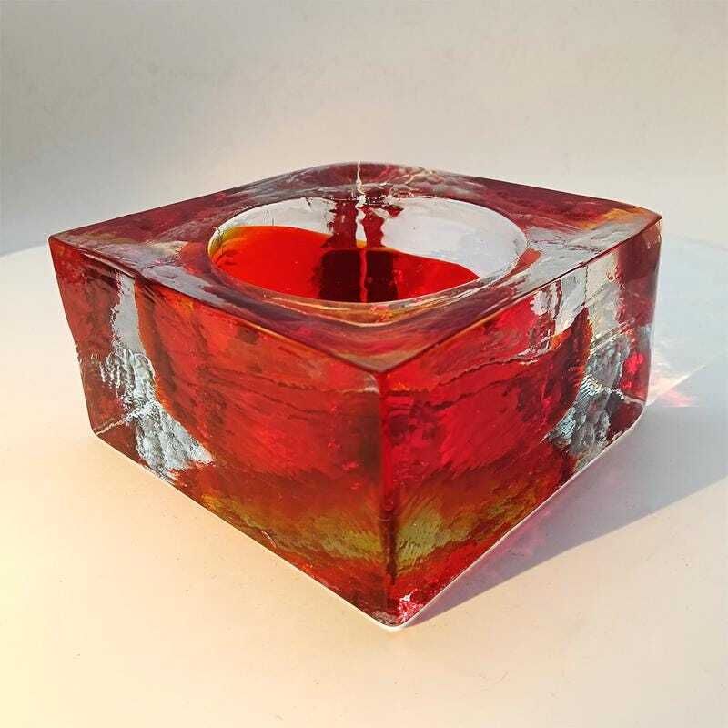 1960s Big Square Ashtray Or Catch All In Handcrafted Murano Glass By Flavio Poli For Seguso. photo buy