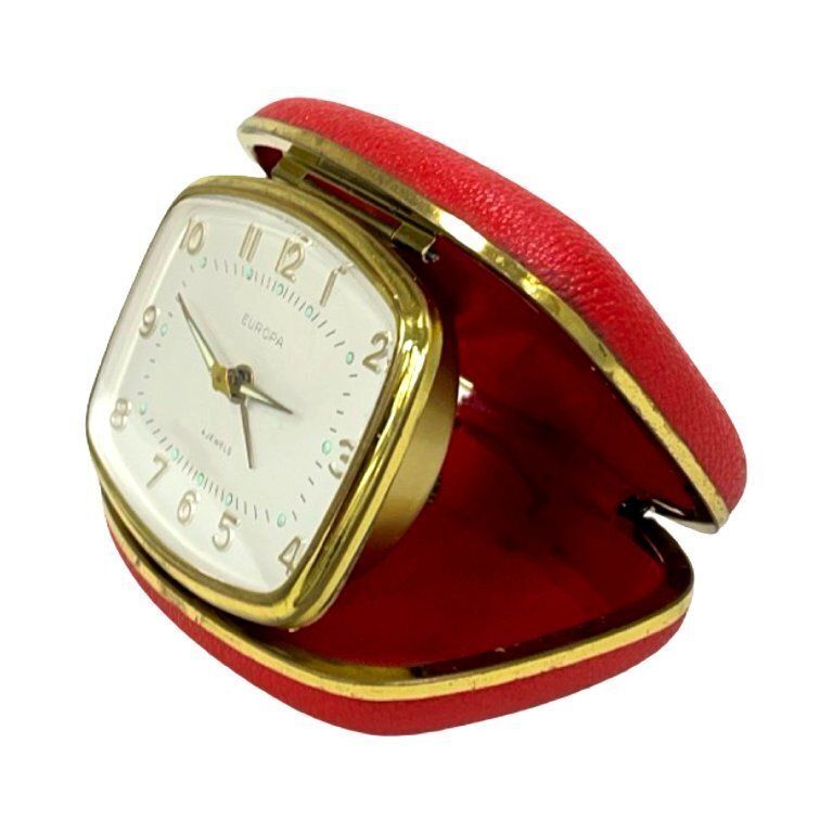 Vintage Travel Alarm Clock Europa | 1960s Mechanical 4 Jewels | Retro Design photo Home Decor
