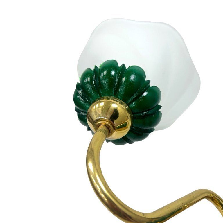 Preciosa Double Wall Lamp | Czechoslovakia 1980s | Malachite Glass | Brass | E14 photo Lighting