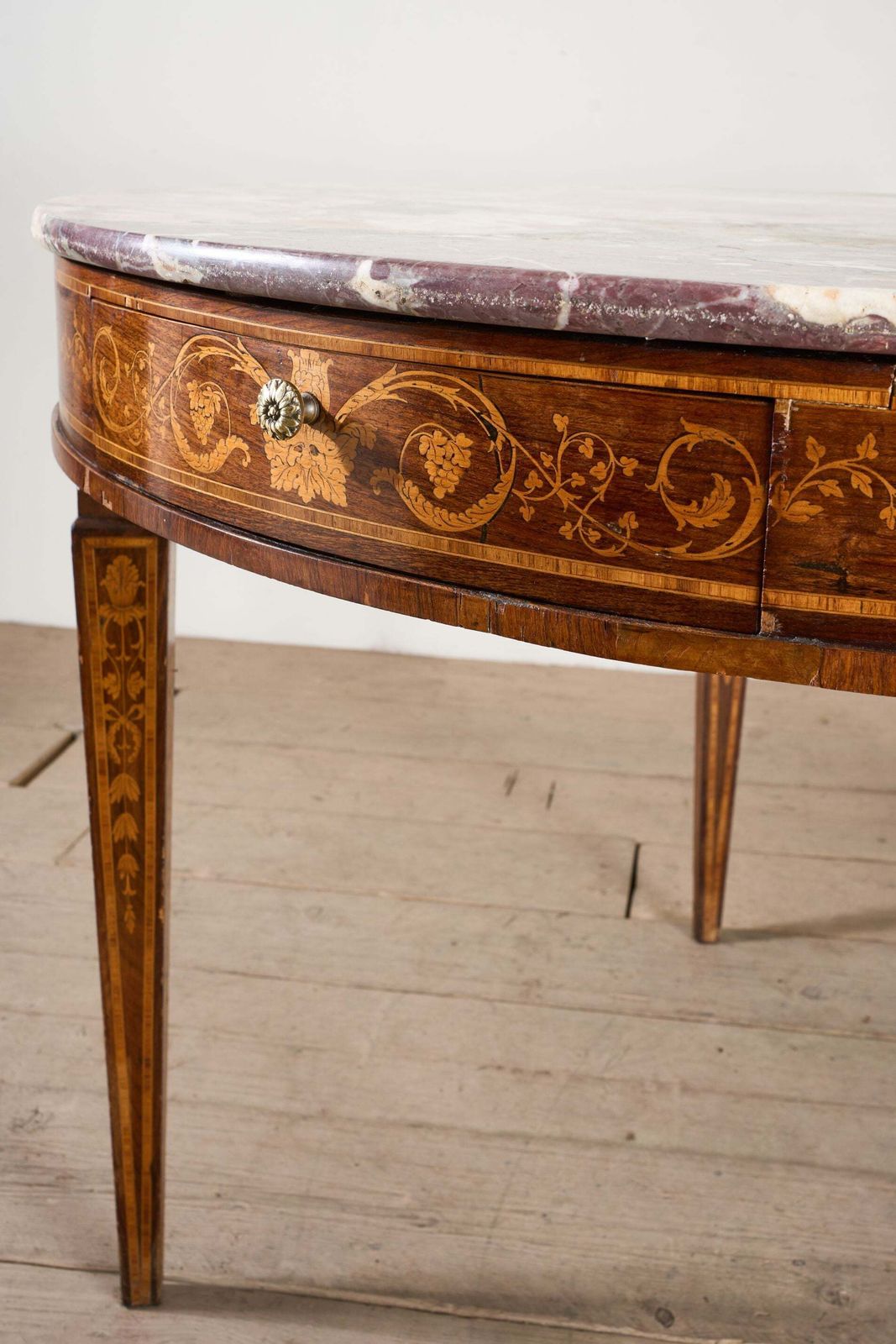 Large 19th Century Inlaid Italian Circular Table With Purple Marble photo buy