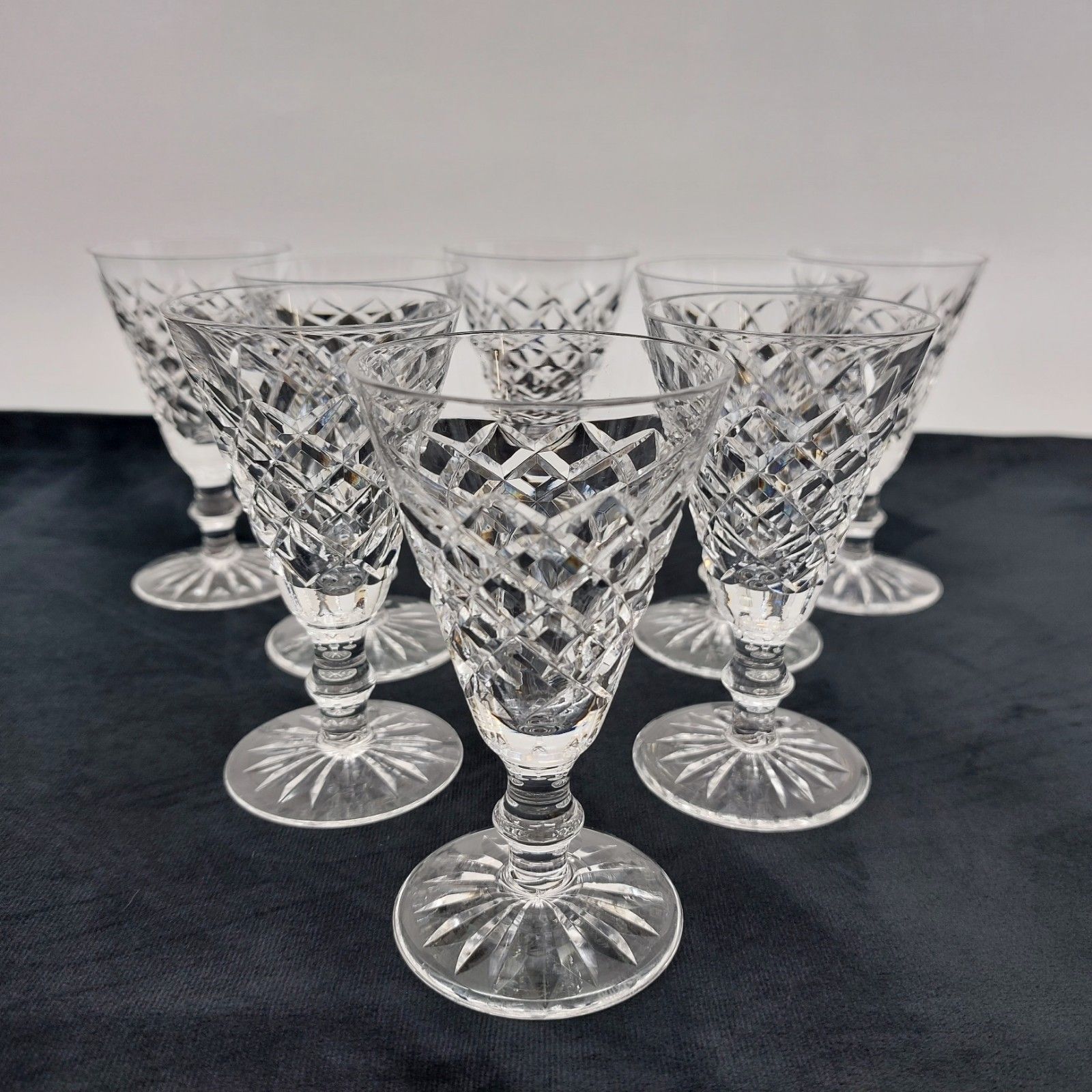 Set Of Eight Waterford Crystal Adare Cordial Liqueur Glasses Signed 70ml