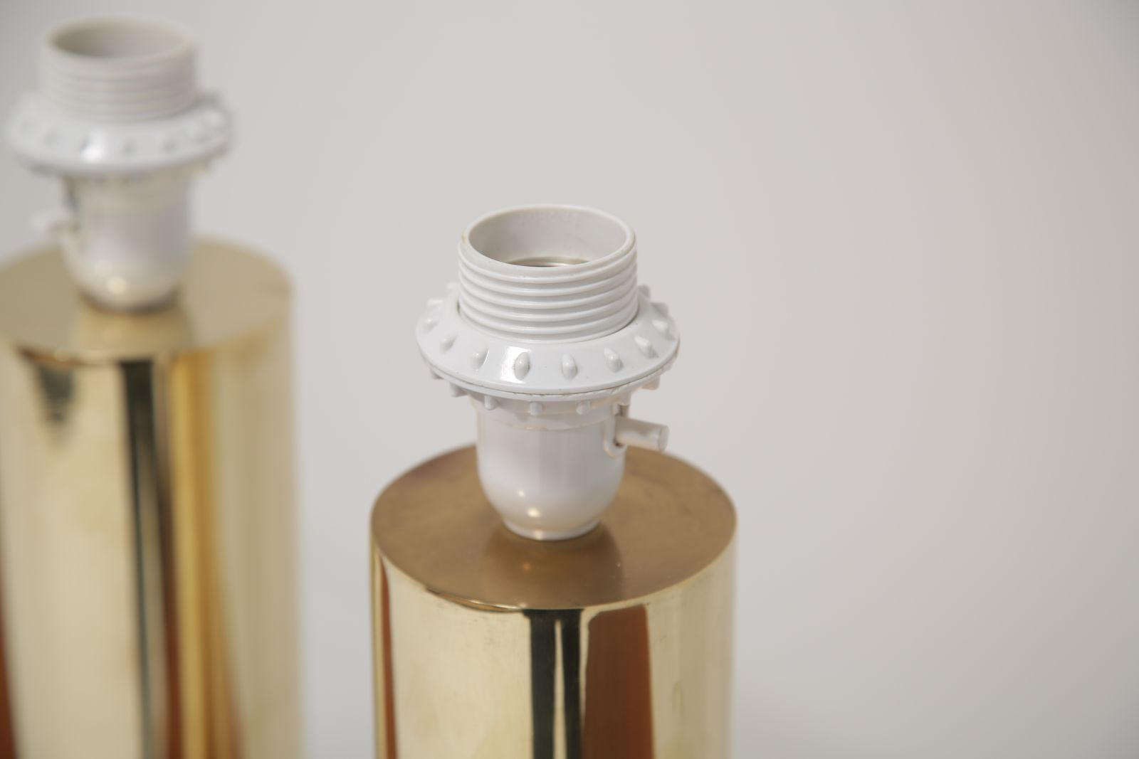 Lighting Bergboms B 010: Pair Of Minimalist Cylindrical Solid Brass Table Lamps, Sweden, 1960s photo
