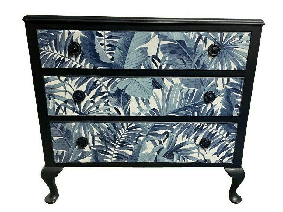 Queen Ann Decoupage Chest Of Drawers   Professional Spray Painted Finish
