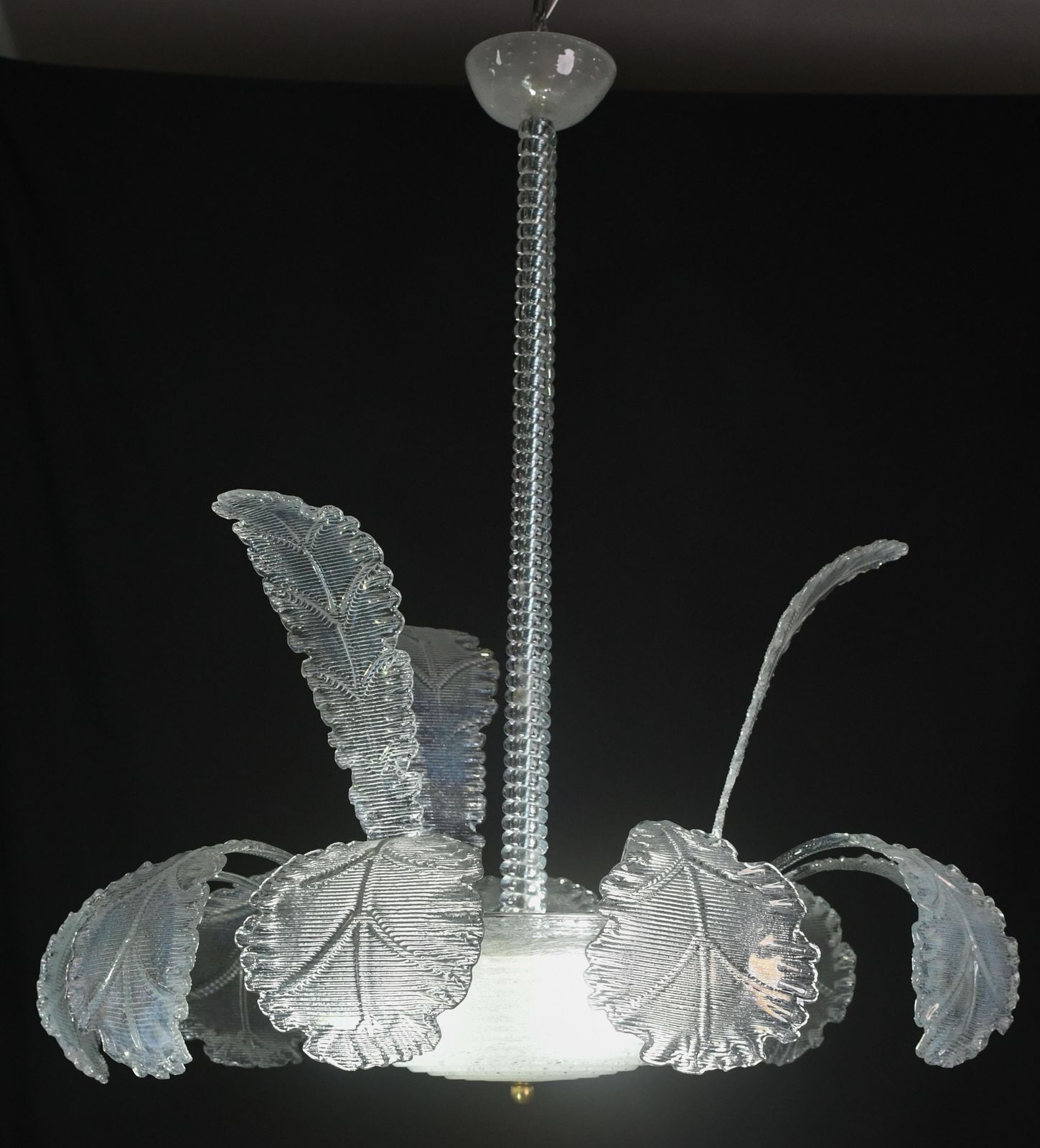Luxury Barovier & Toso Chandelier, Murano Pulegoso Glass, 1950s photo Lighting