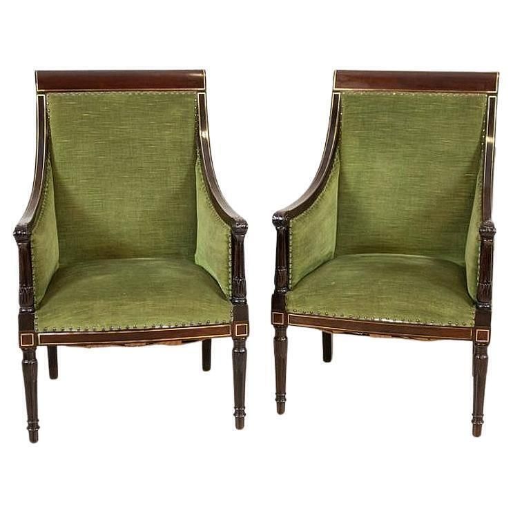 Two Walnut Armchairs From The Mid. 20th Century In The English Style