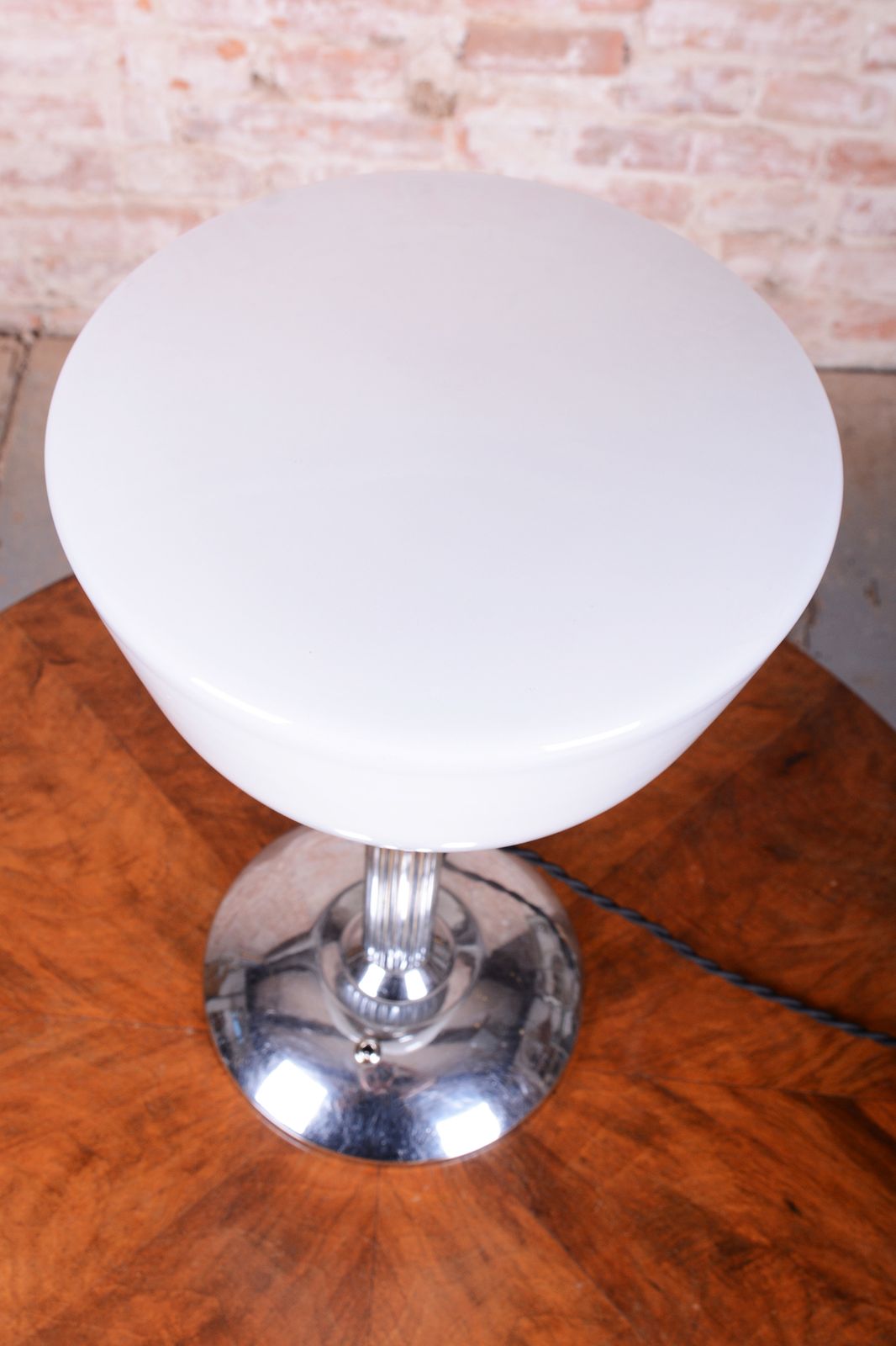 Restored Bauhaus Table Lamp, Chrome, Steel, Opaline Glass, Czech, 1930s photo buy