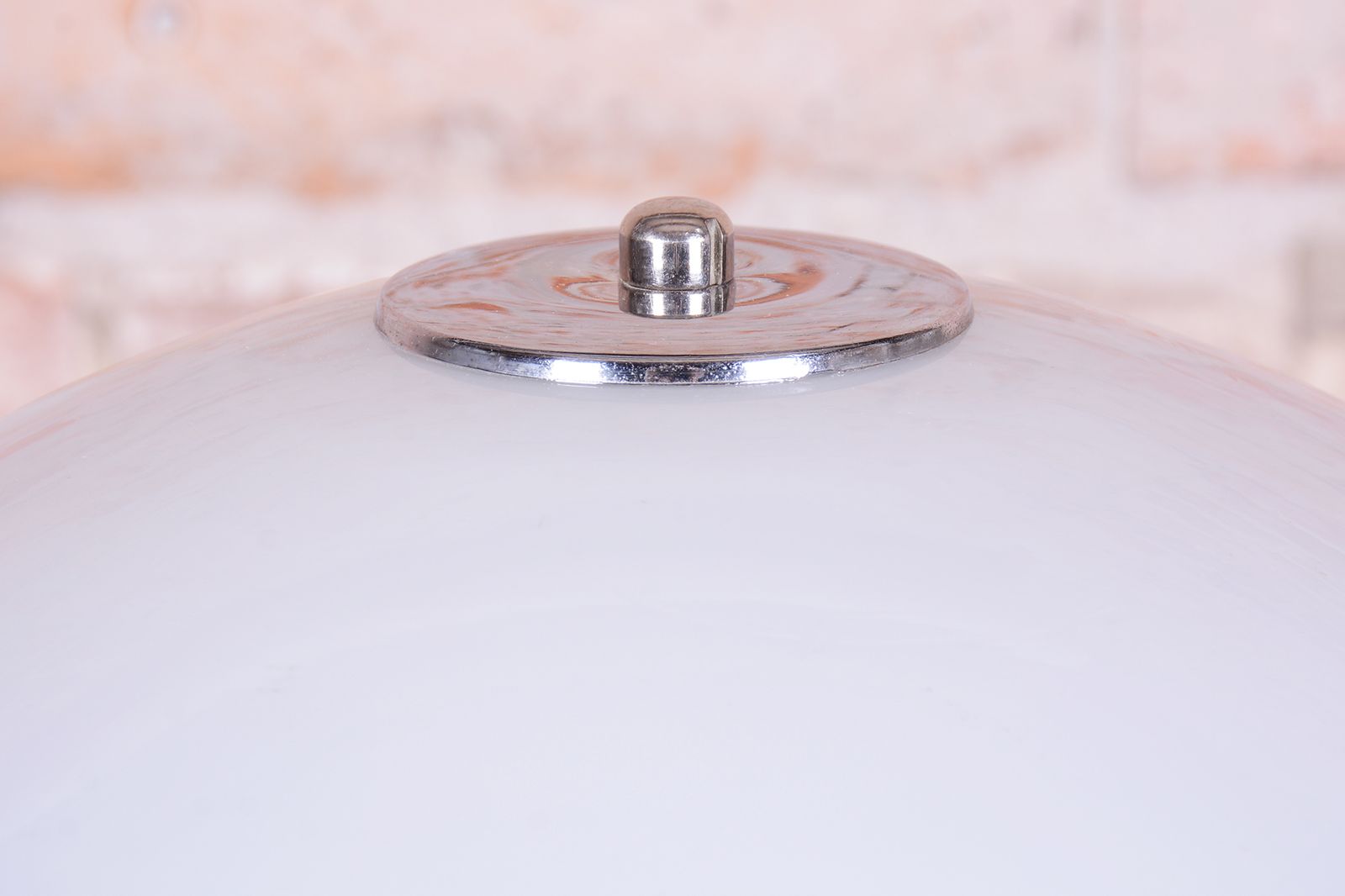 Restored Bauhaus Table Lamp, Chrome, Steel, Opaline Glass, Czech, 1930s photo vinterior