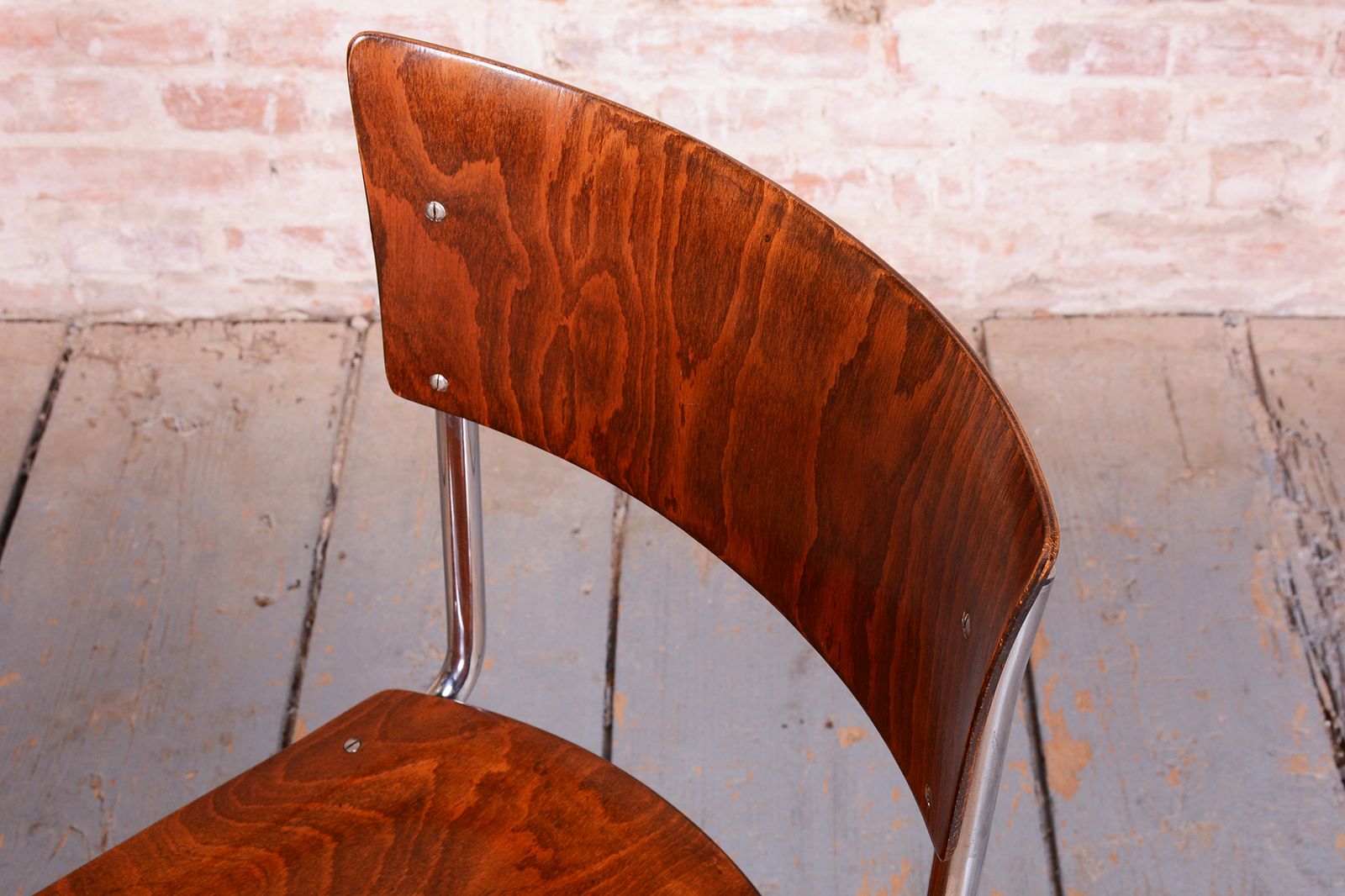 Set Of Four Restored Bauhaus Chairs, Beech, Chrome Plated Steel, Czech, 1930s photo furniture