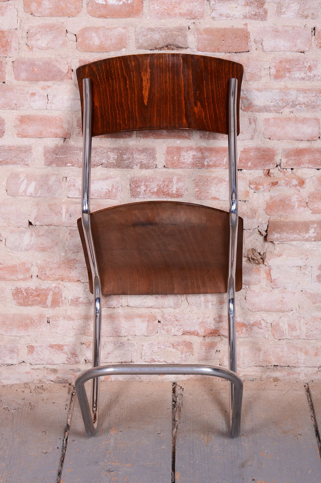 photo furniture Set Of Four Restored Bauhaus Chairs, Beech, Chrome Plated Steel, Czech, 1930s