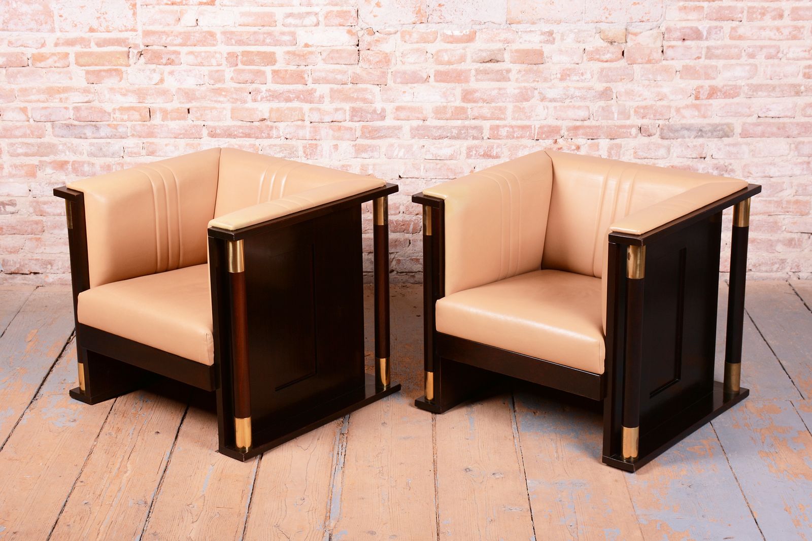 Pair Of Restored Art Nouveau Armchairs, By J. Hoffmann, Mahogany, Austria 1910s photo furniture