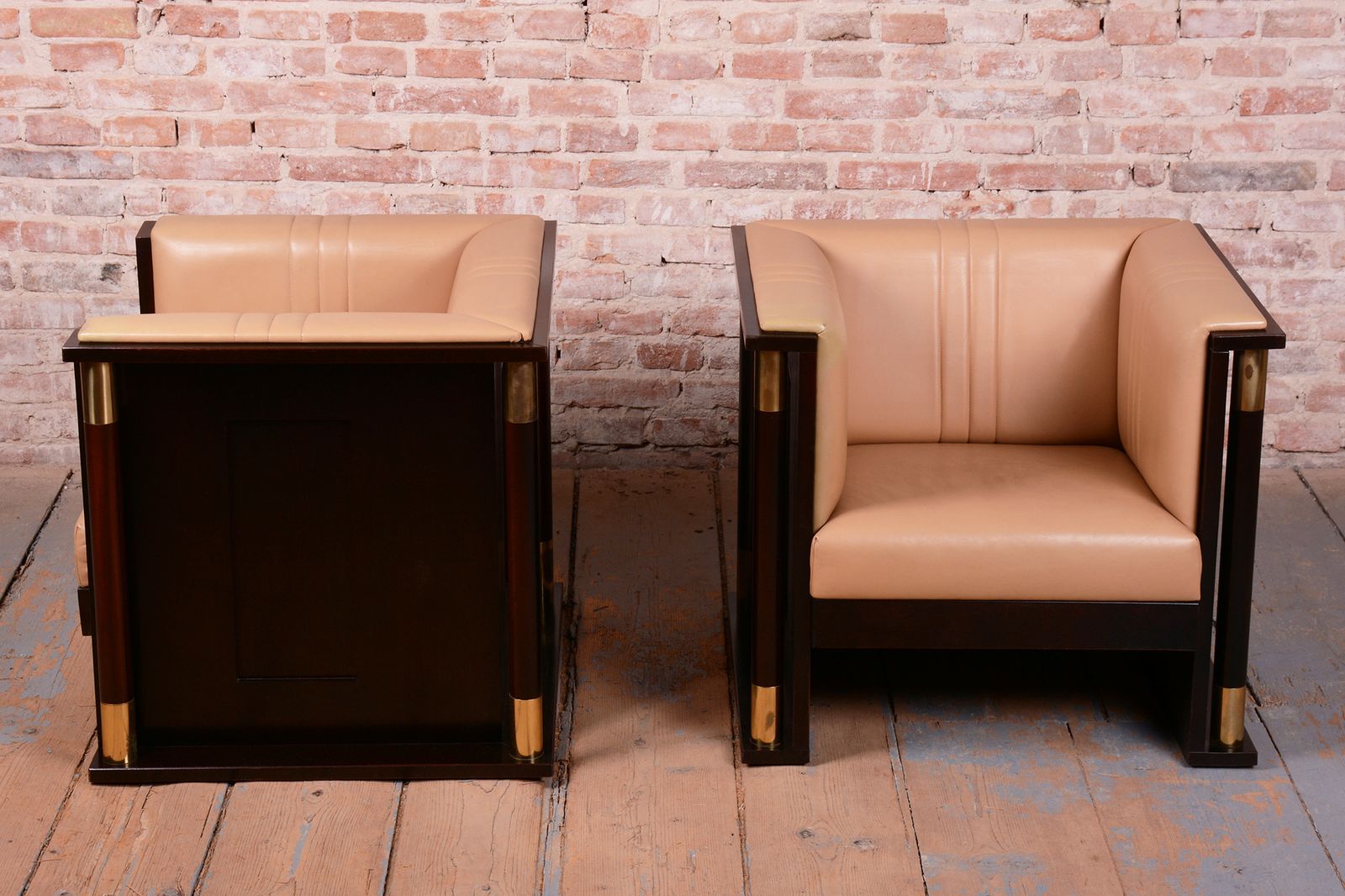 Pair Of Restored Art Nouveau Armchairs, By J. Hoffmann, Mahogany, Austria 1910s photo 6250.0