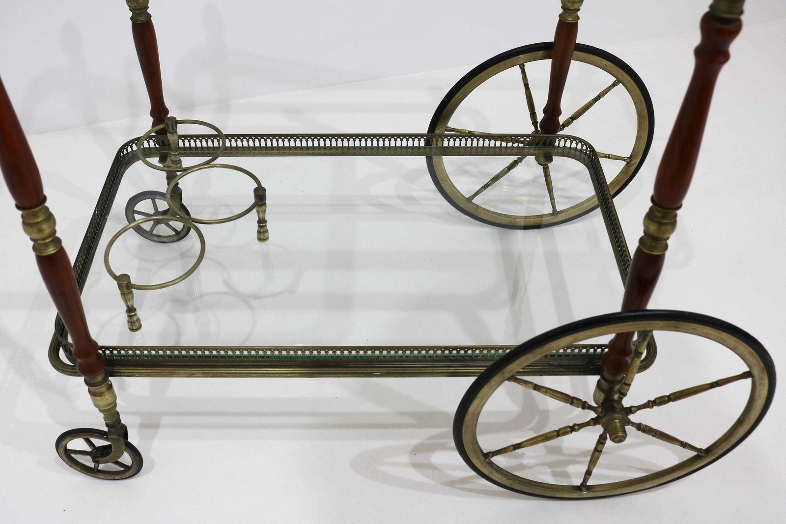 Neoclassical Brass Bar Cart By Maison Baguès, 1940s photo buy
