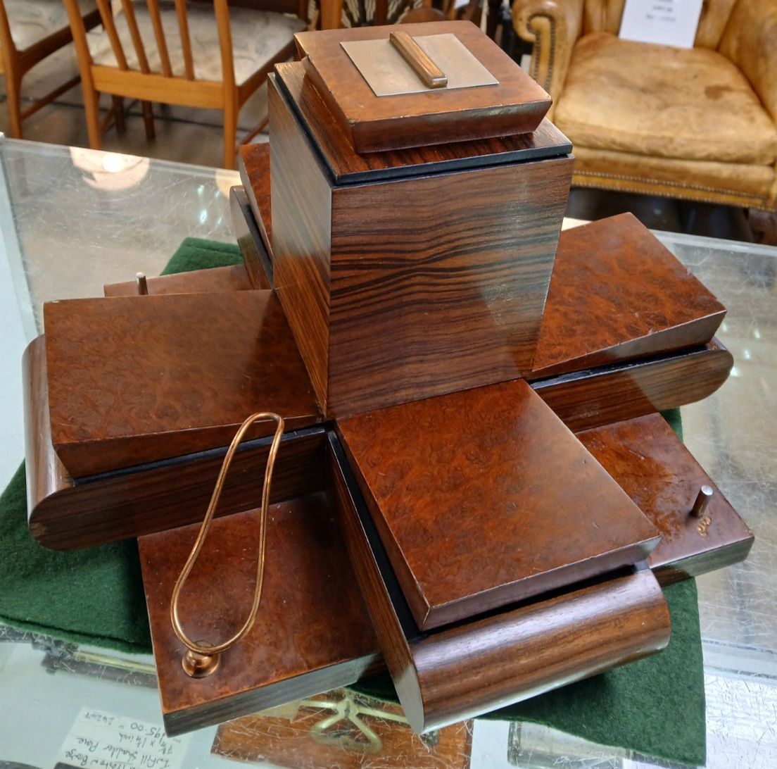 Very Unusual Art Deco Macassar Ebony Butterfly Smokers Companion Table Centre photo furniture