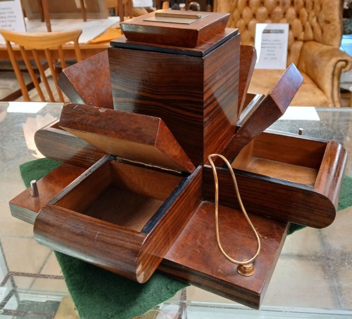 photo furniture Very Unusual Art Deco Macassar Ebony Butterfly Smokers Companion Table Centre