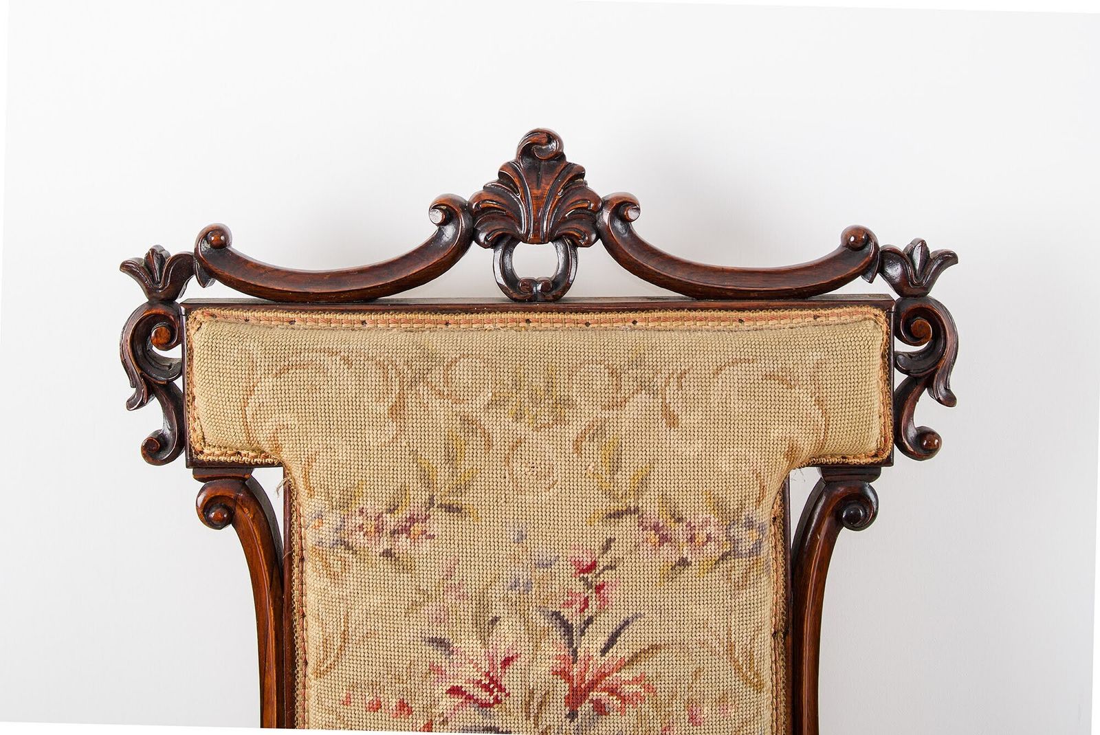 Late 19th Century Carved Walnut Side Chair With Tapestry Upholstery photo for sale