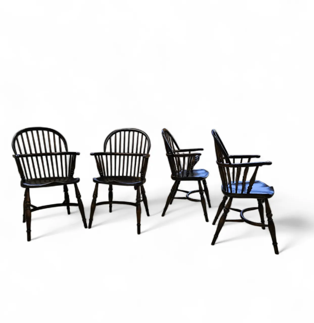 4 X Classic Georgian Bow And Stick Back Windsor Chair / Crinoline Stretcher Chairs photo buy