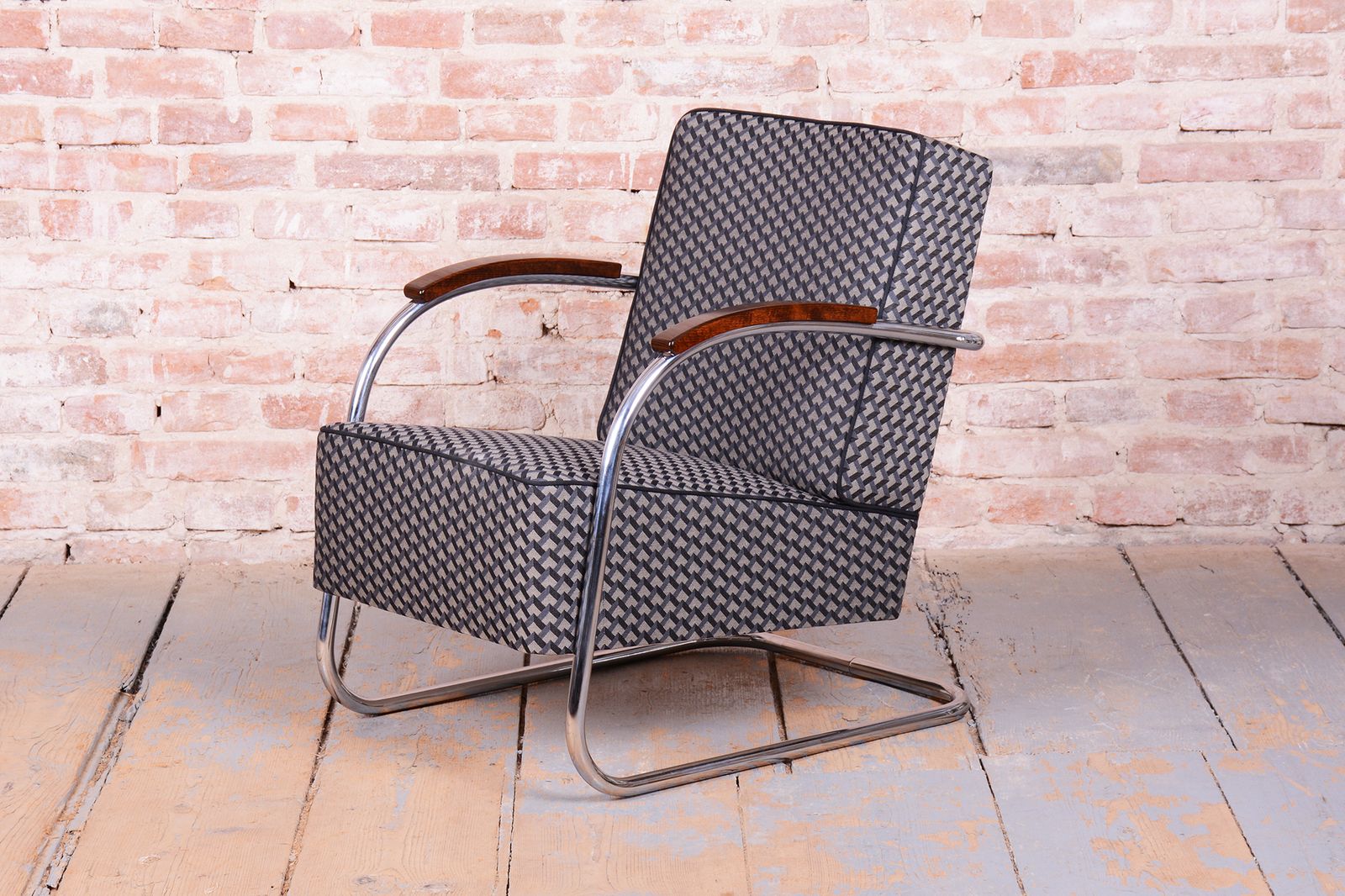 Restored Bauhaus Armchair, By Mücke   Melder, Beech, Chrome, Czech, 1930s photo buy