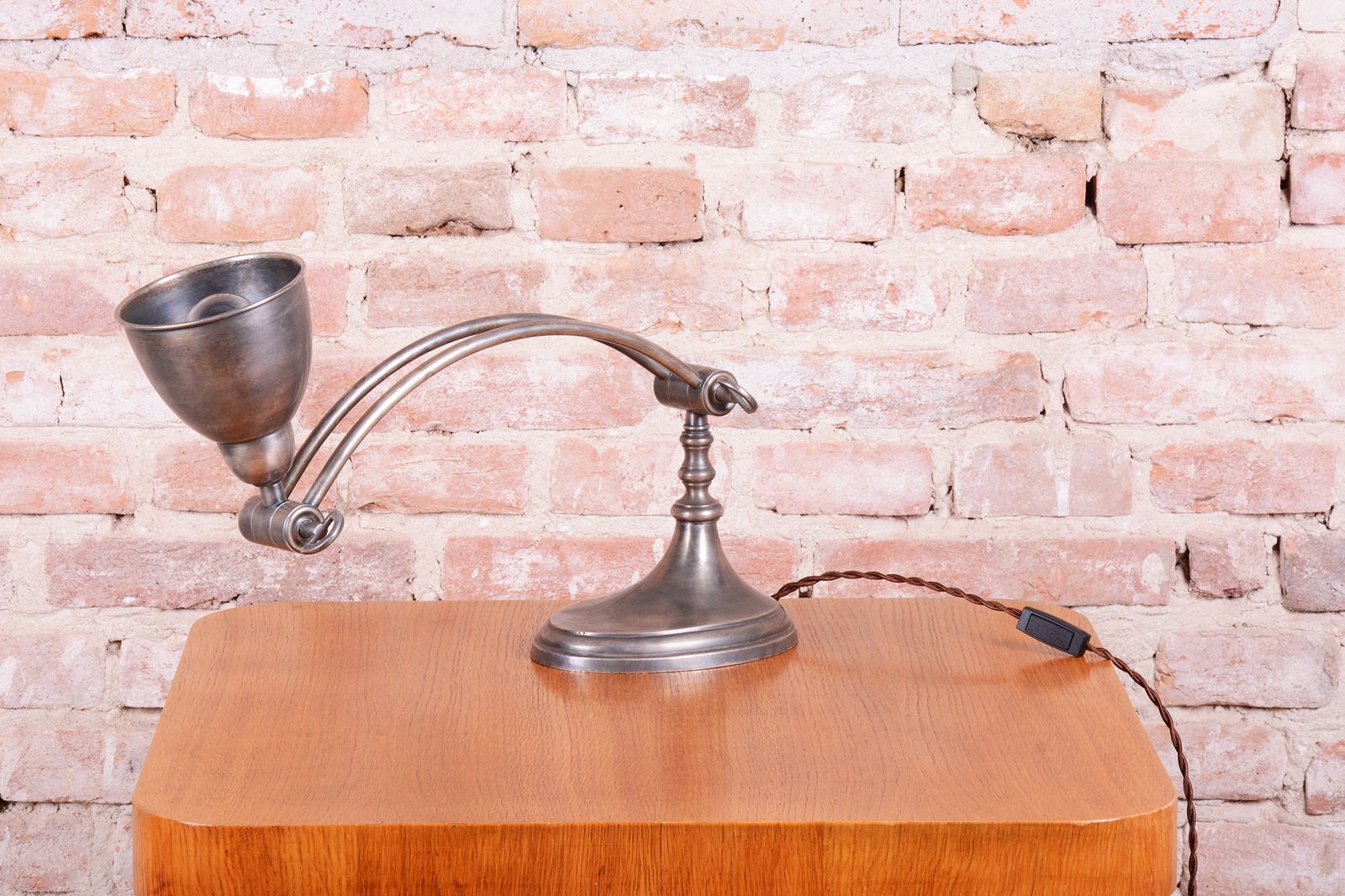Restored Art Deco Table Lamp, Chrome Plated Steel, France, 1920s photo buy