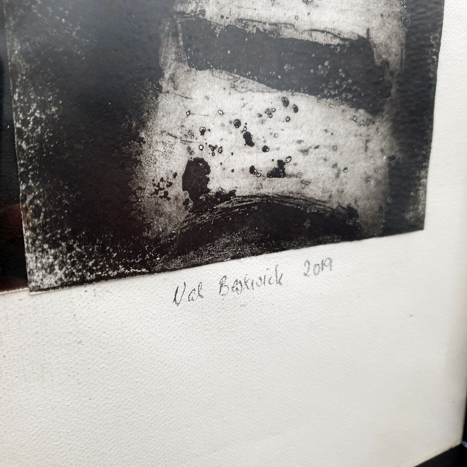 Val Bestwick Etchings Mounted On Canvas 2019 'Trio' Black & White Rare L54xh44cm photo 400.0