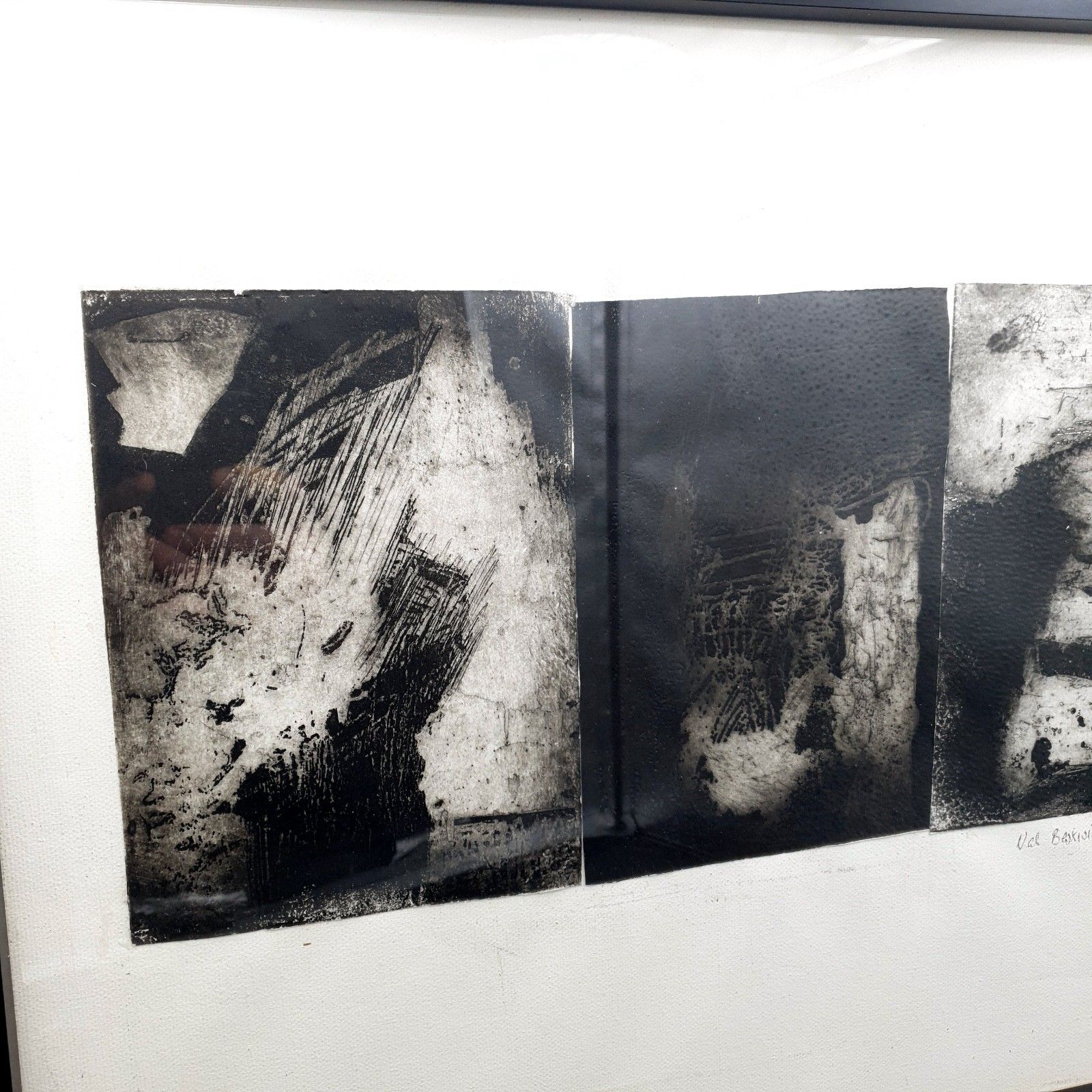 Val Bestwick Etchings Mounted On Canvas 2019 'Trio' Black & White Rare L54xh44cm photo buy