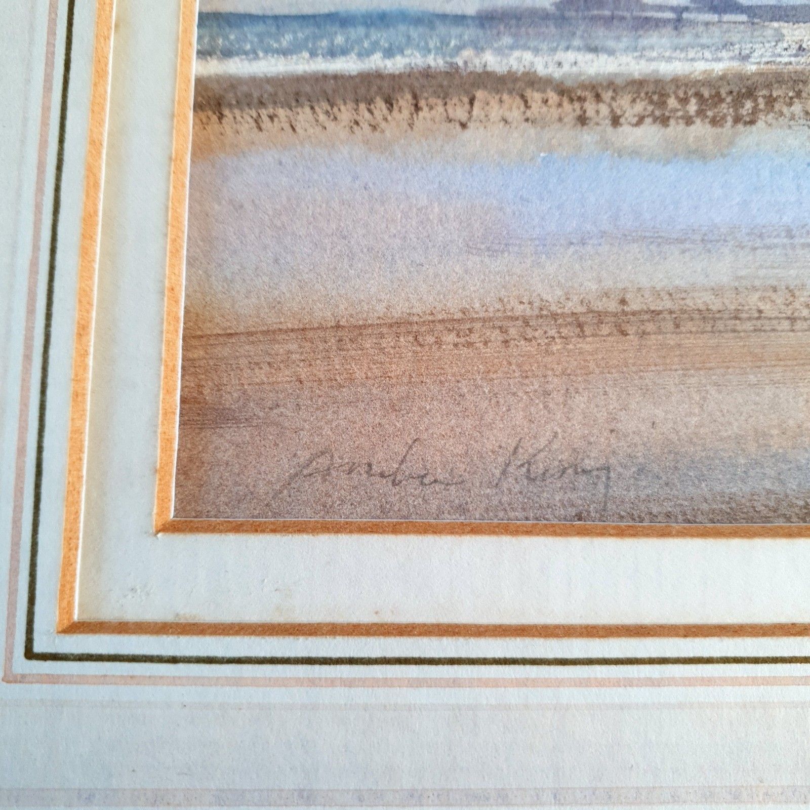 photo furniture Andrew King Signed Watercolour 'Figures On The Beach' Framed H40xl46cm Framed