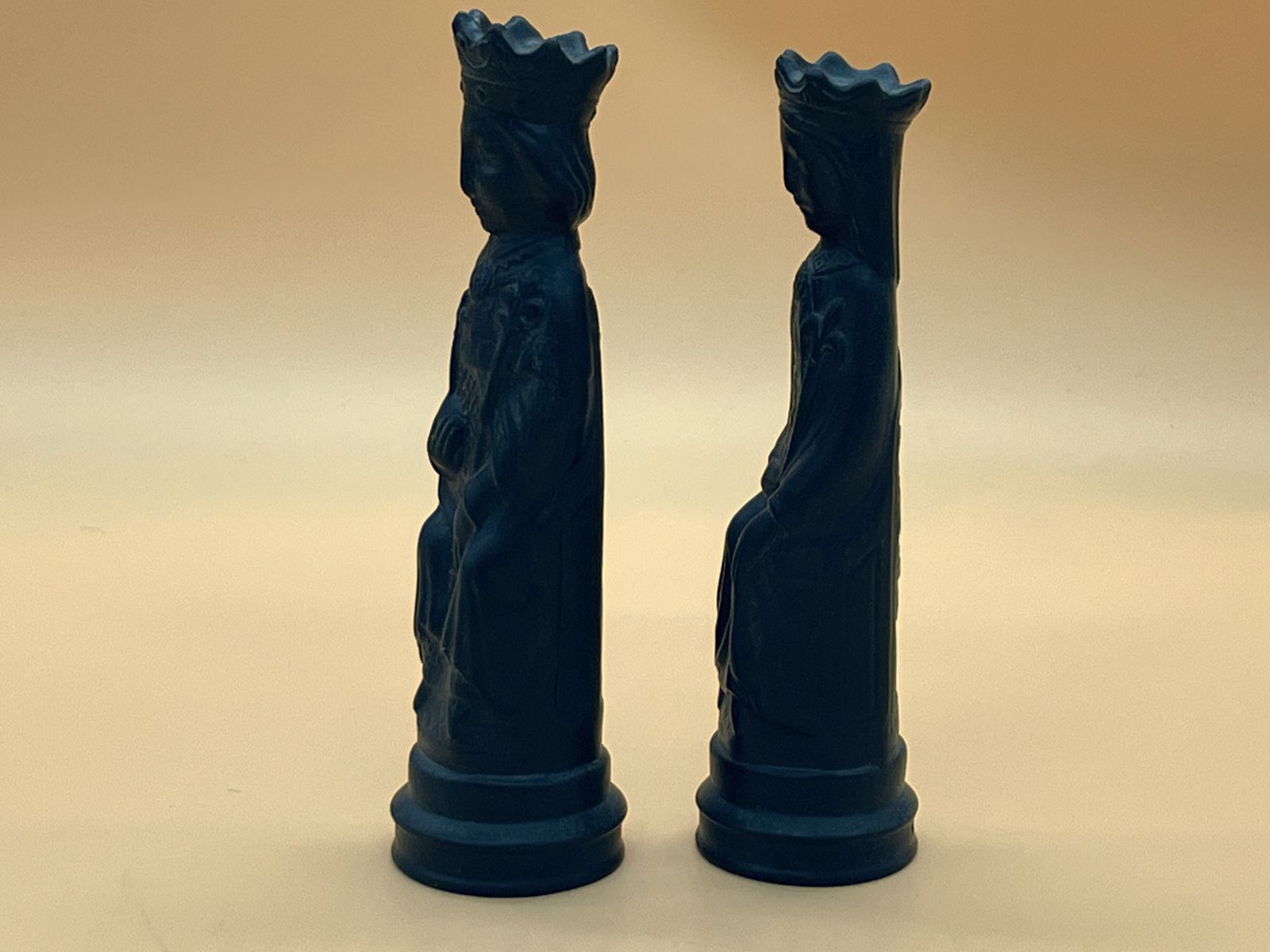 Vintage Wedgwood Pottery Black Basalt King And Queen Chess Pieces By Arnold Machin. photo vintage