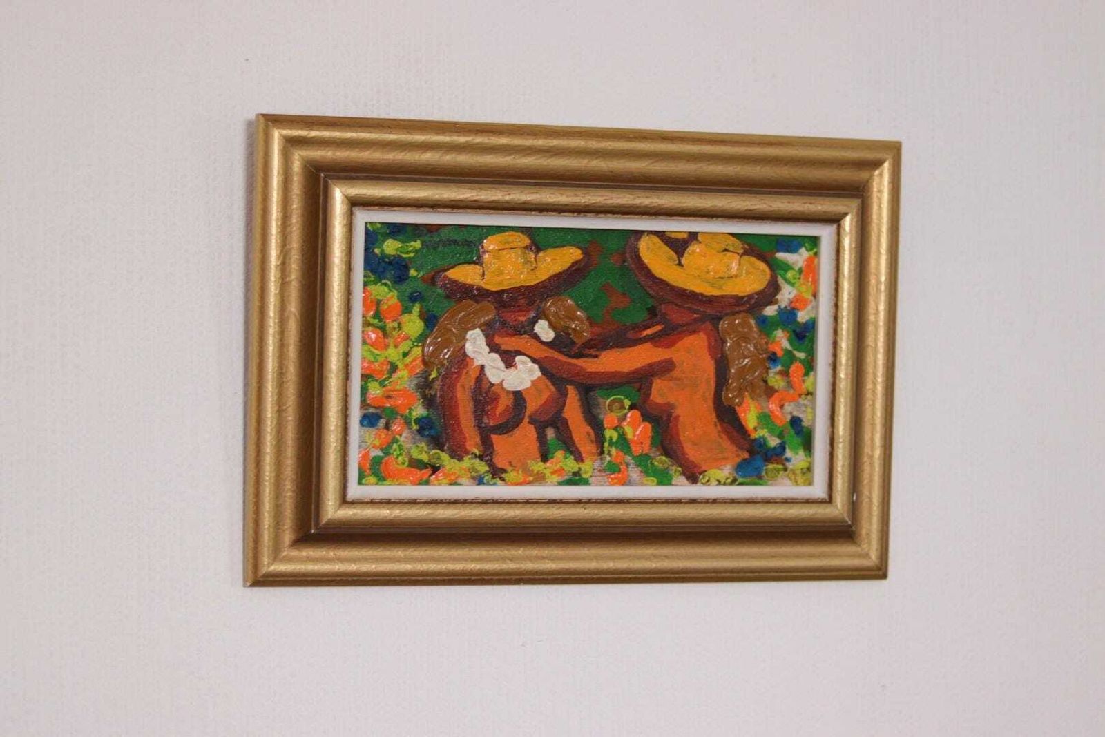 Original Swedish Oil On Panel – “Mexican Women” By Lars Norrman – Vintage & Framed  38 × 26 Cm (15" × 10.2") photo vintage