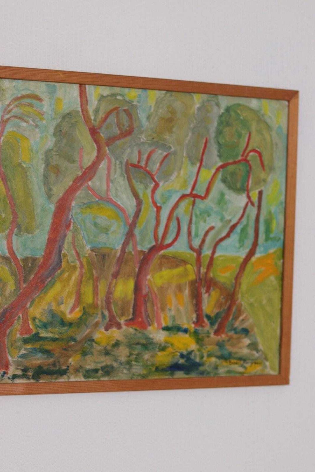 Original Swedish Oil On Panel – “Wavy Trees” By Bertil Almgren – Vintage & Framed  49 × 51 Cm (19.3" × 20.1") photo vintage