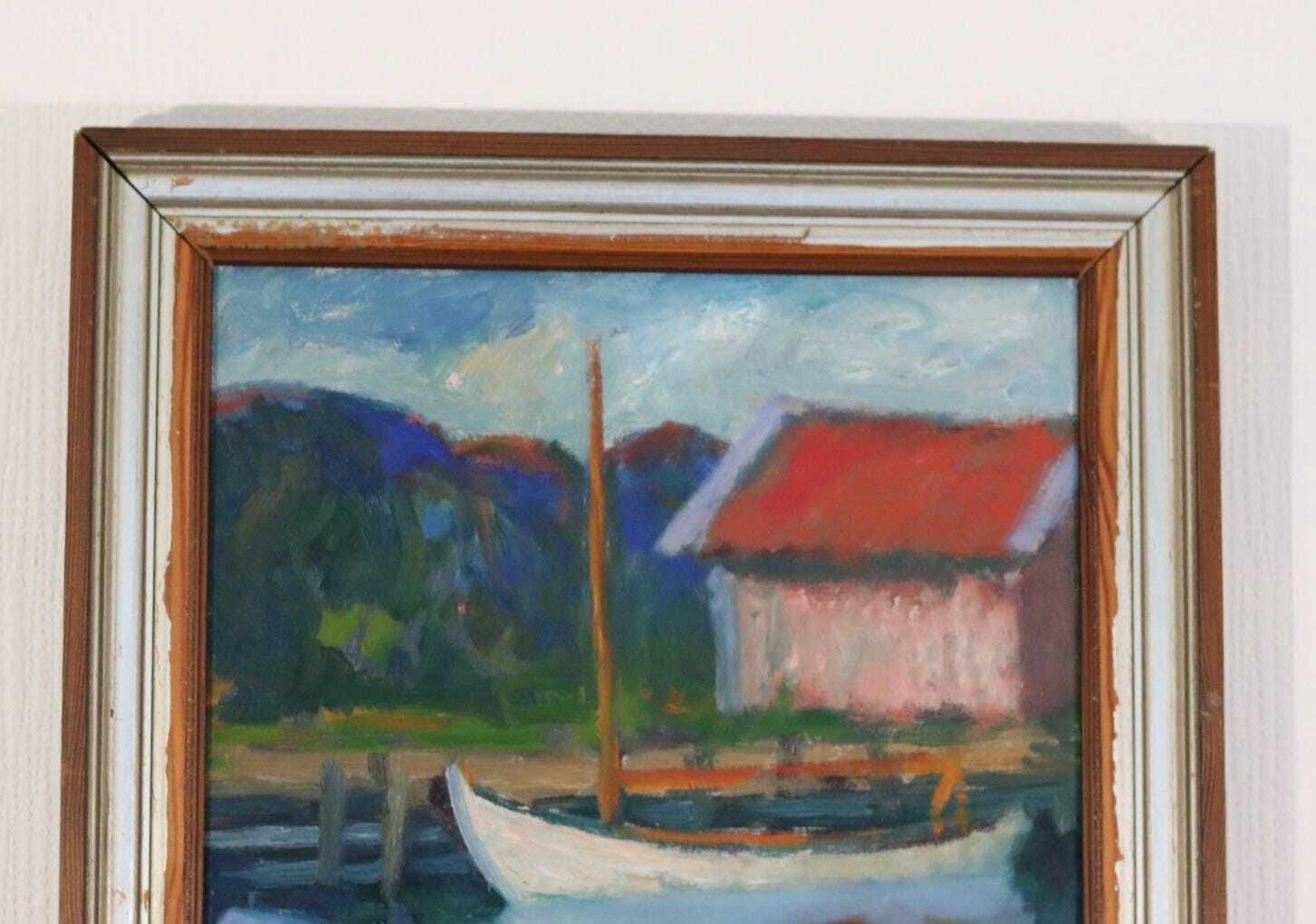 Original Mid Century Swedish Oil On Canvas – “Children Play” By Wilhelm Sjöholm – Vintage & Framed  78 × 44 Cm (30.7" × 17.3") photo 375.0