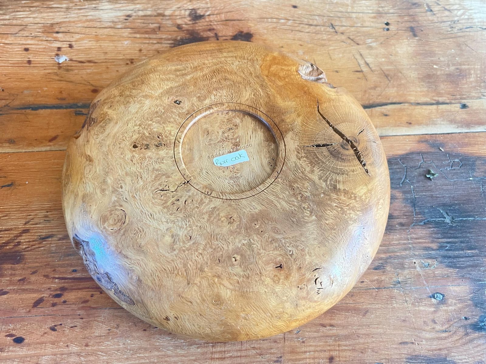 Roger Marwood Signed Burr Oak Bowl & 5 Numbered Specimen Eggs   English Oak, Ebony, Boxwood, Mahogany, Walnut   British Studio Woodturning photo Home Decor