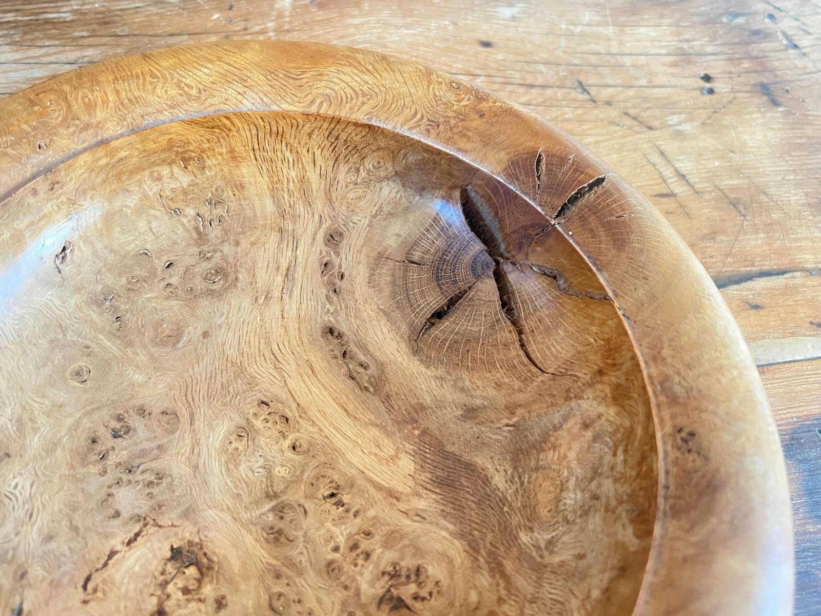 Roger Marwood Signed Burr Oak Bowl & 5 Numbered Specimen Eggs   English Oak, Ebony, Boxwood, Mahogany, Walnut   British Studio Woodturning photo vinterior