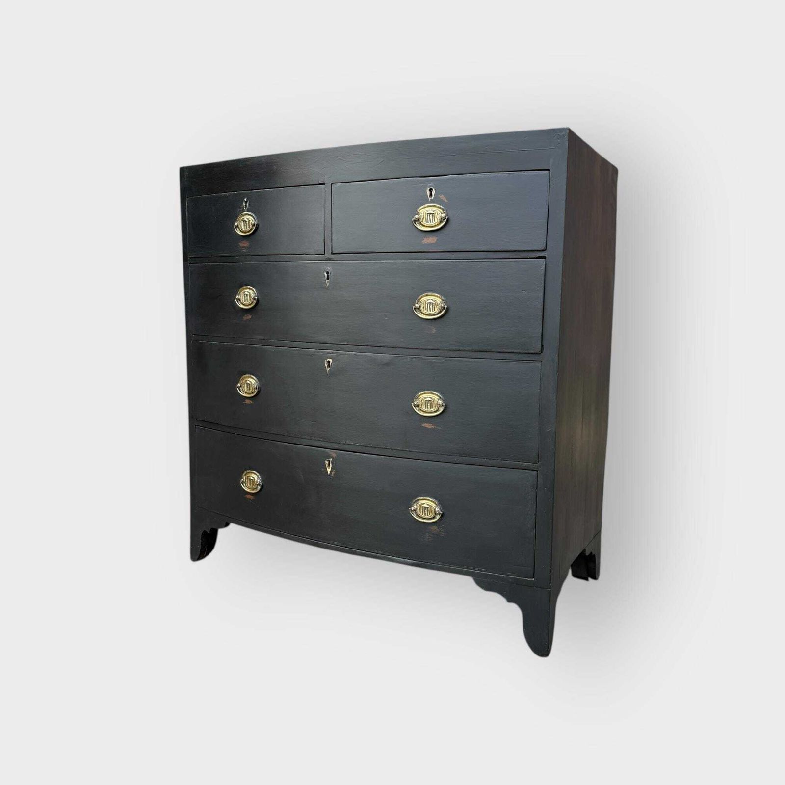 Antique Painted Bow Fronted Chest Of Drawers 2 Over 3 Chest Of Drawers