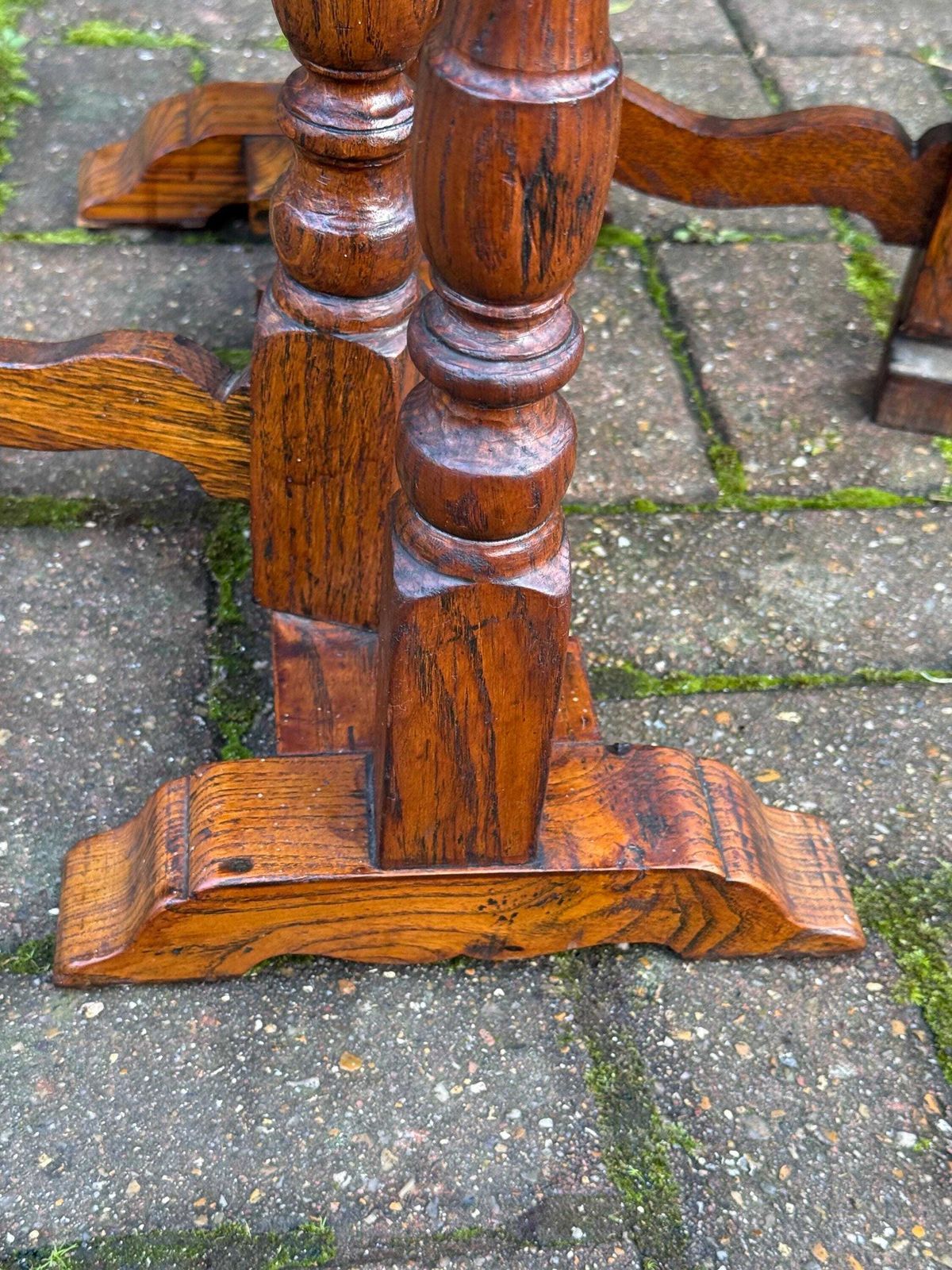 225.0 Antique Oak Drop Leaf Occasional Table With Unusual Gateleg Base, Early 20th Century photo