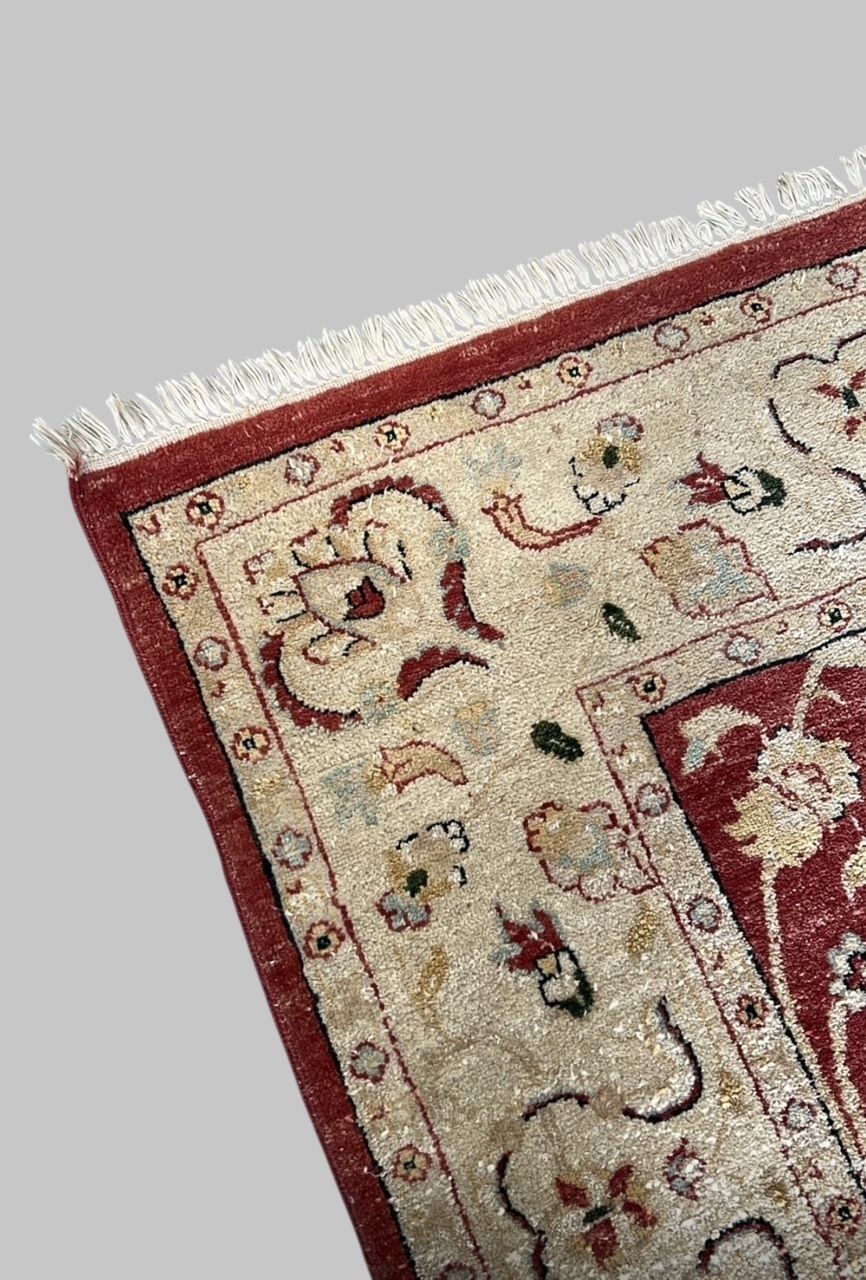 Large Hand Knotted Ziegler Style Wool Rug, Red And Ivory photo 775.0