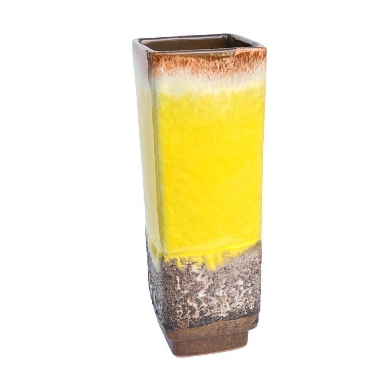 Strehla Vase 1224/24 – Germany, 1970s, Fat Lava, Yellow Glaze photo for sale