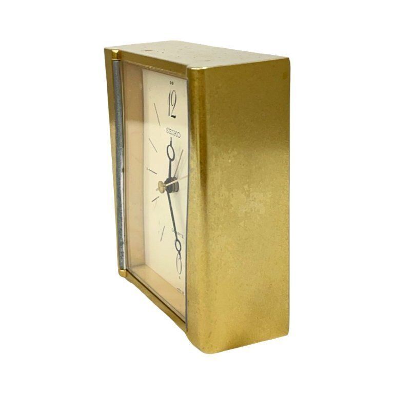 Seiko Quartz | Table Clock/Alarm Clock | Japan | 1970s/1980s | Gold Case | Vintage photo vinterior