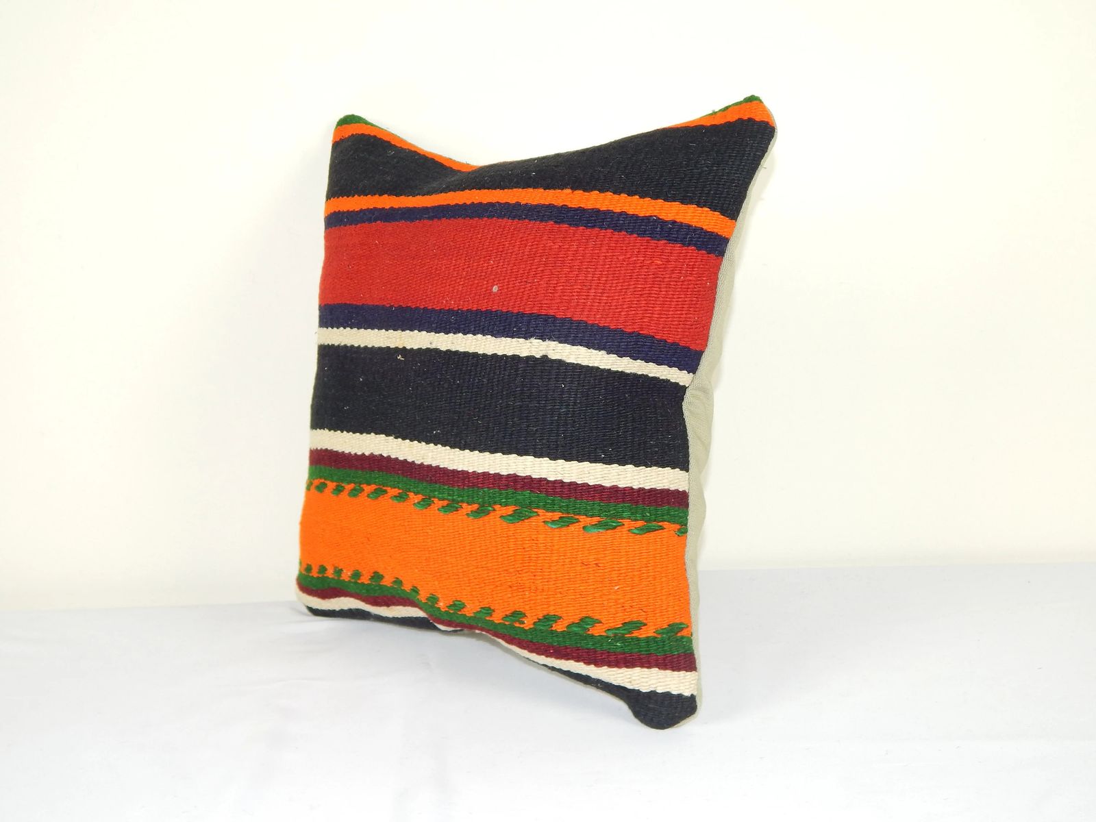 Vintage Handwoven Turkish Kilim Pillow Cover photo Textiles