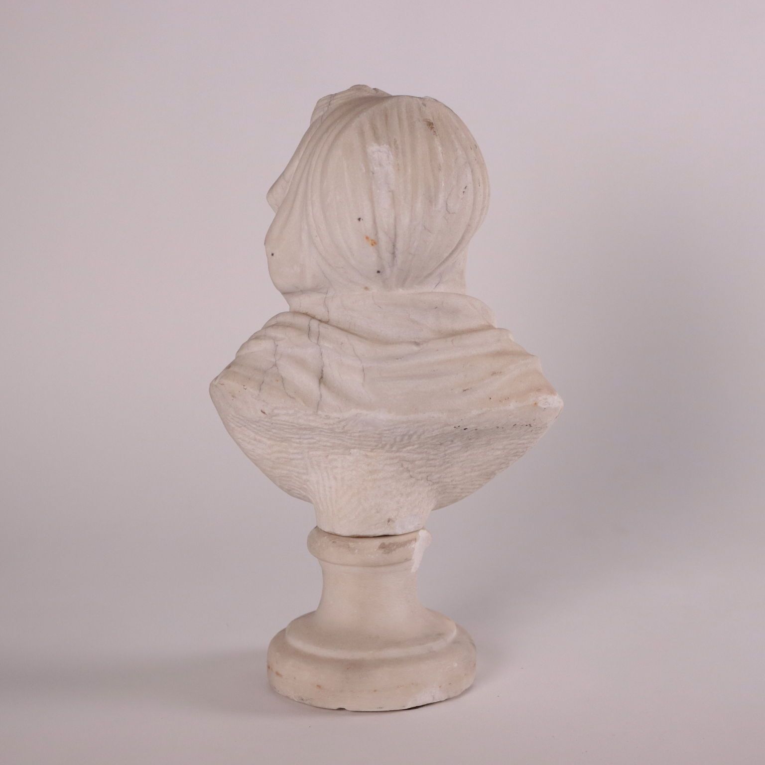Antique Bust Of Elderly Woman Marble Padua Italy XVIII Century photo vintage