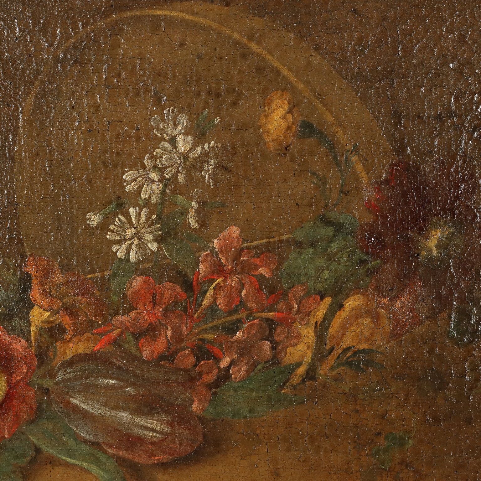 Antique Painting With Still Life Oil On Canvas XVIII Century photo for sale